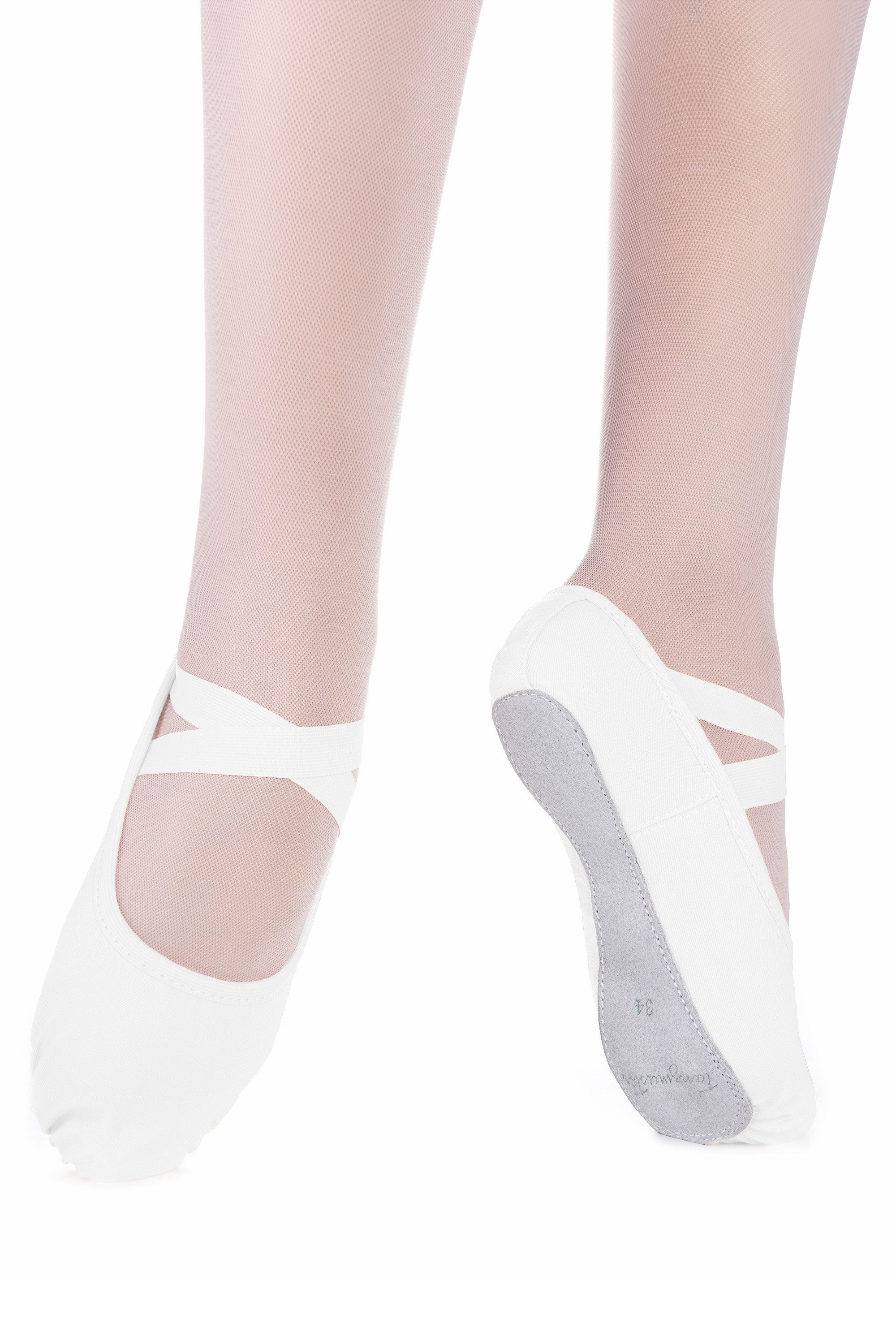 tanzmuster Ballettschläppchen "Jona" aus Baumwoll-Stretch, ganze Sohle Tanzschuh Ballettschläppchen für Kinder und Erwachsene