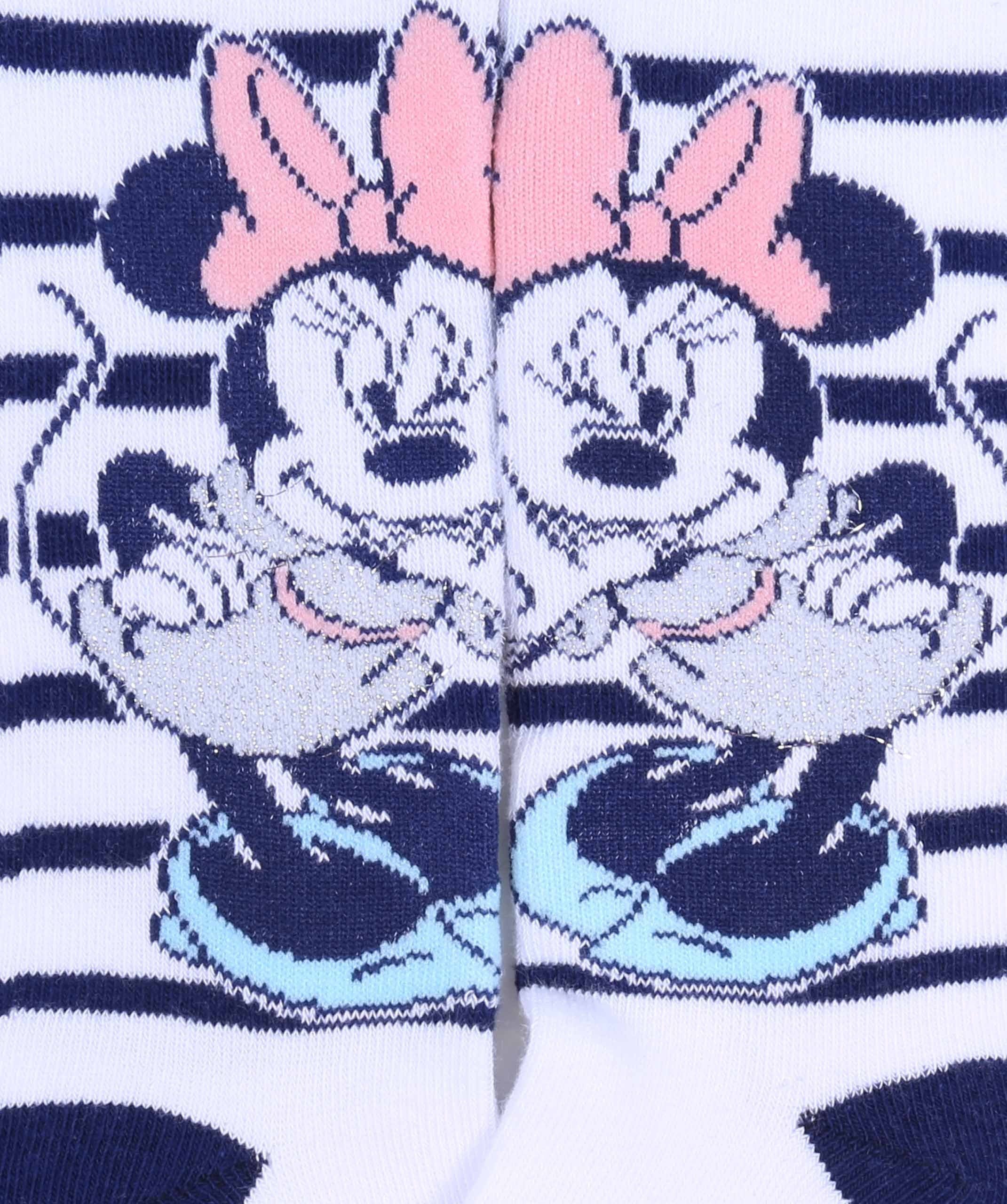 Disney Haussocken Dicke, weiße Baby-Strumpfhose mit dunkelblauen Streifen Minnie DISNEY