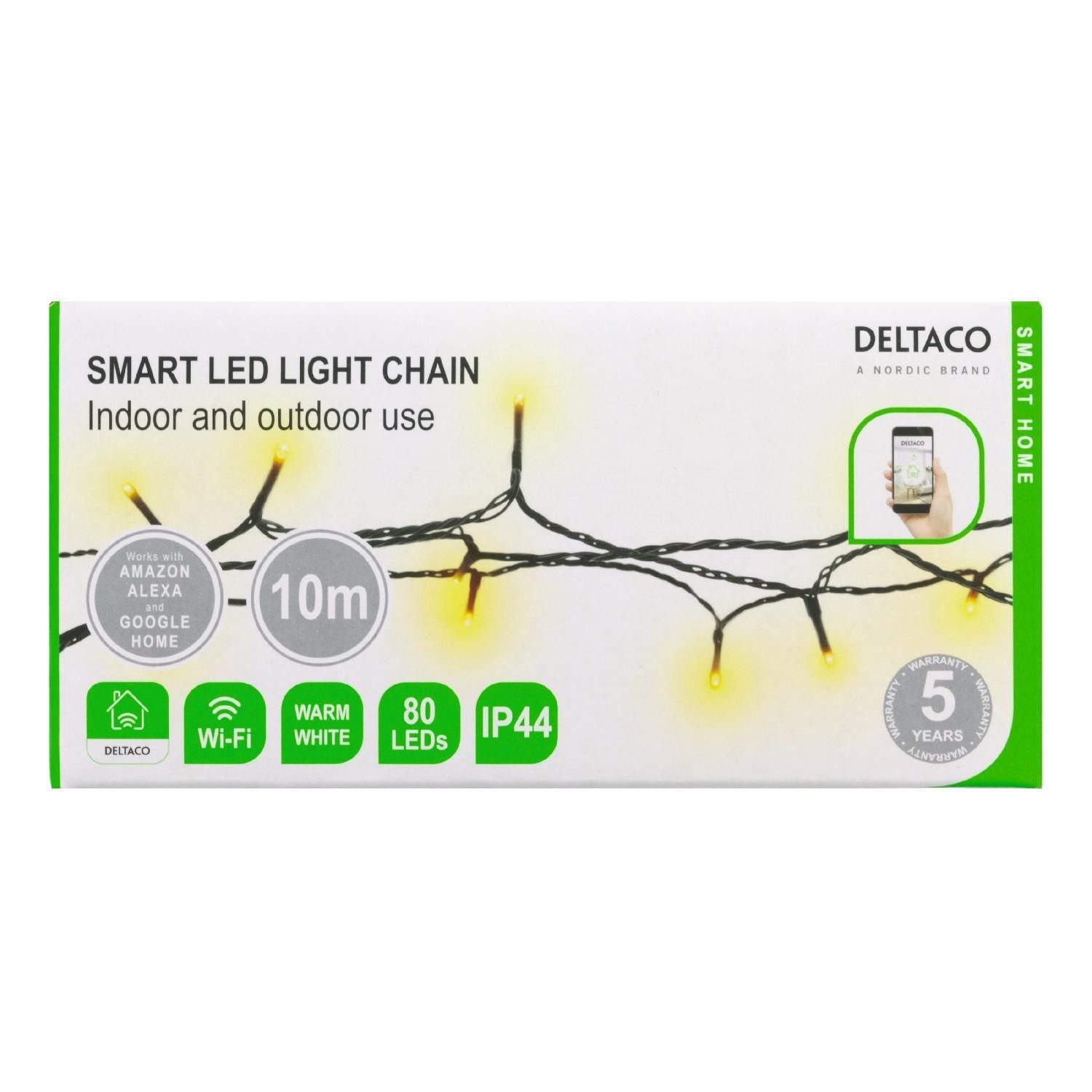 Herstellergarantie DELTACO warmweiß Smart Smarte Timer, Jahre inkl. 5 HOME LED-Lichterkette Lichterkette Home SMART & System TUYA
