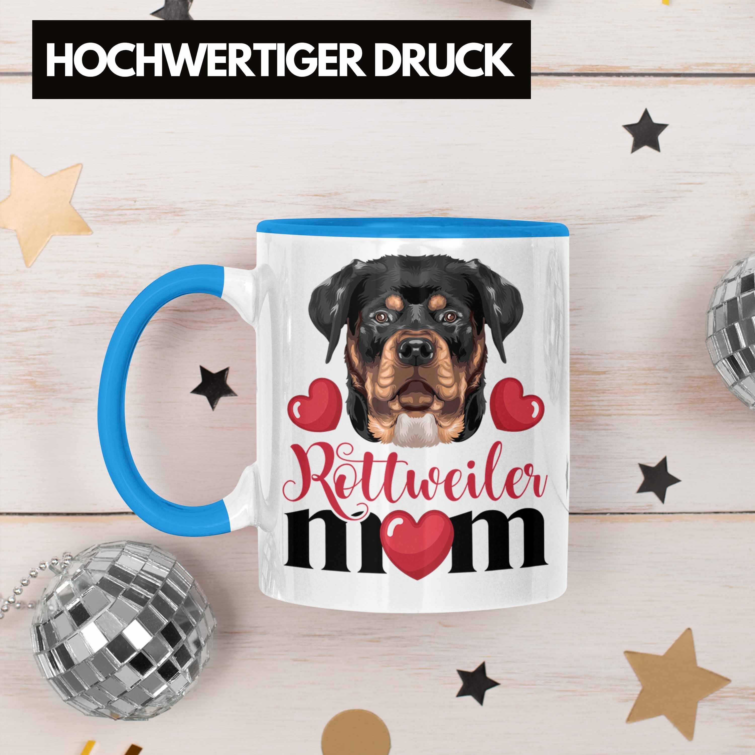 Geschenkid Mama Tasse Tasse Besitzer Mom Geschenk Spruch Trendation Blau Lustiger Rottweiler