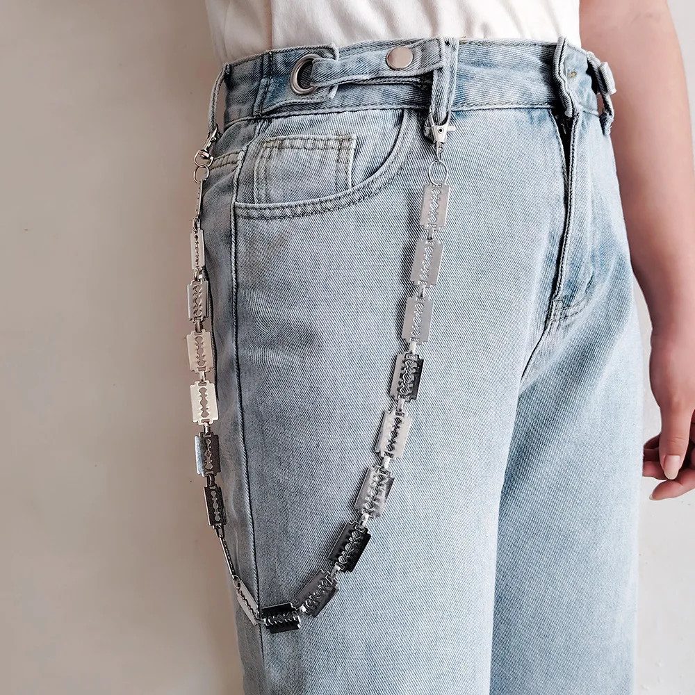 Ware aus aller Welt Hosenkette Einreihig mit Rasierklingen Design Karabiner Geldbörsen Biker Kette, (1-tlg)