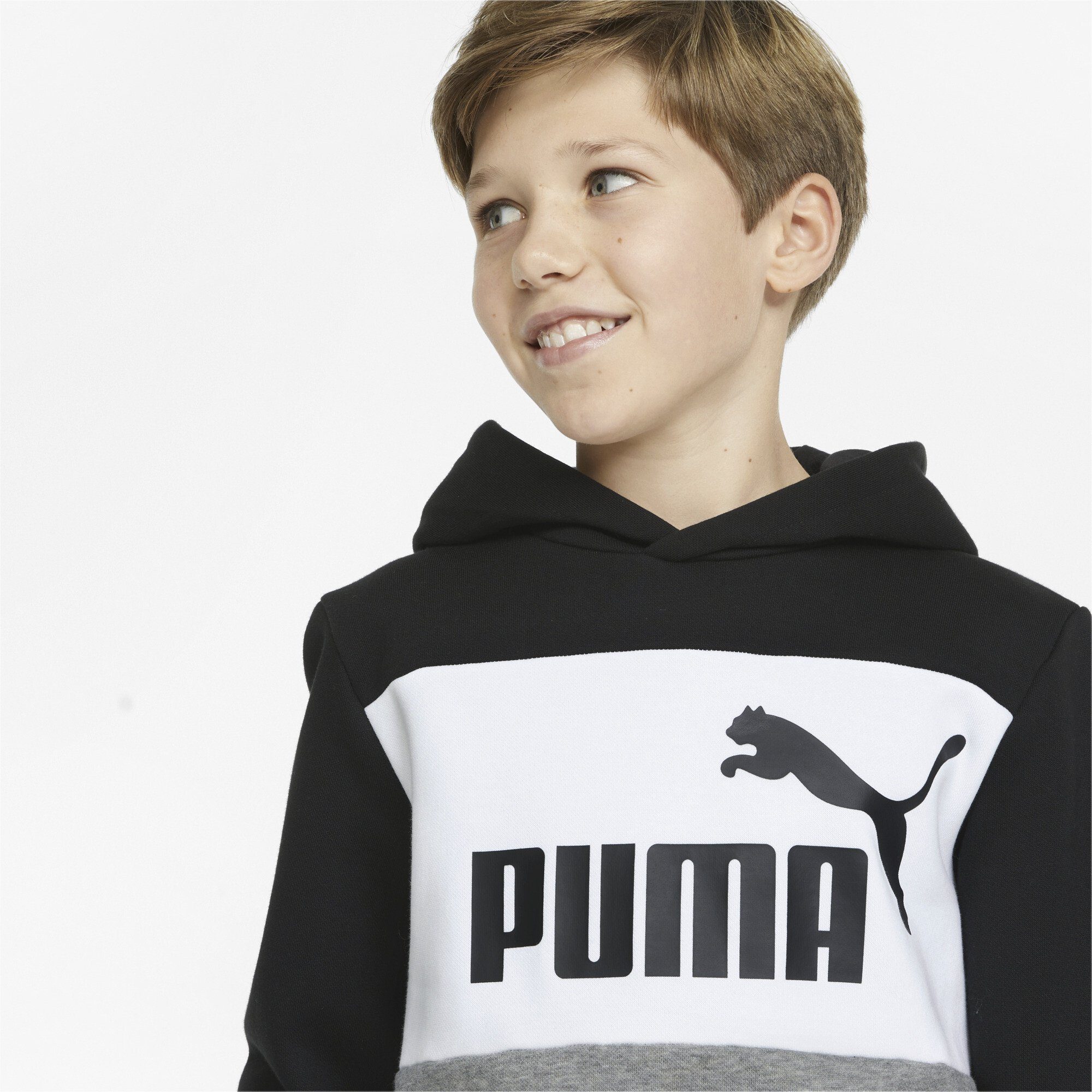 Blockfarben PUMA Black Jungen Hoodie Sweatshirt Essentials+ in