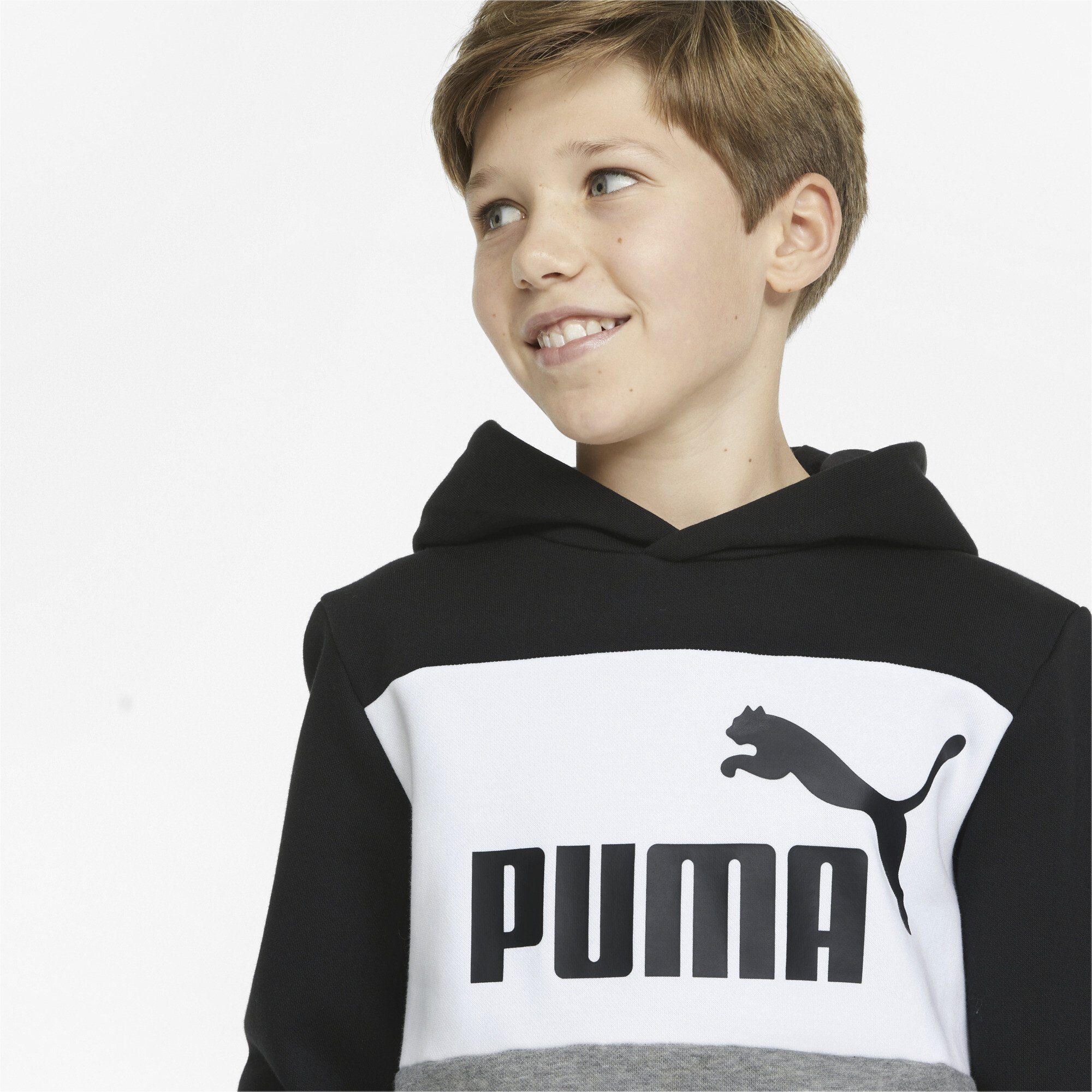 Hoodie Sweatshirt Jungen Blockfarben Black Essentials+ in PUMA