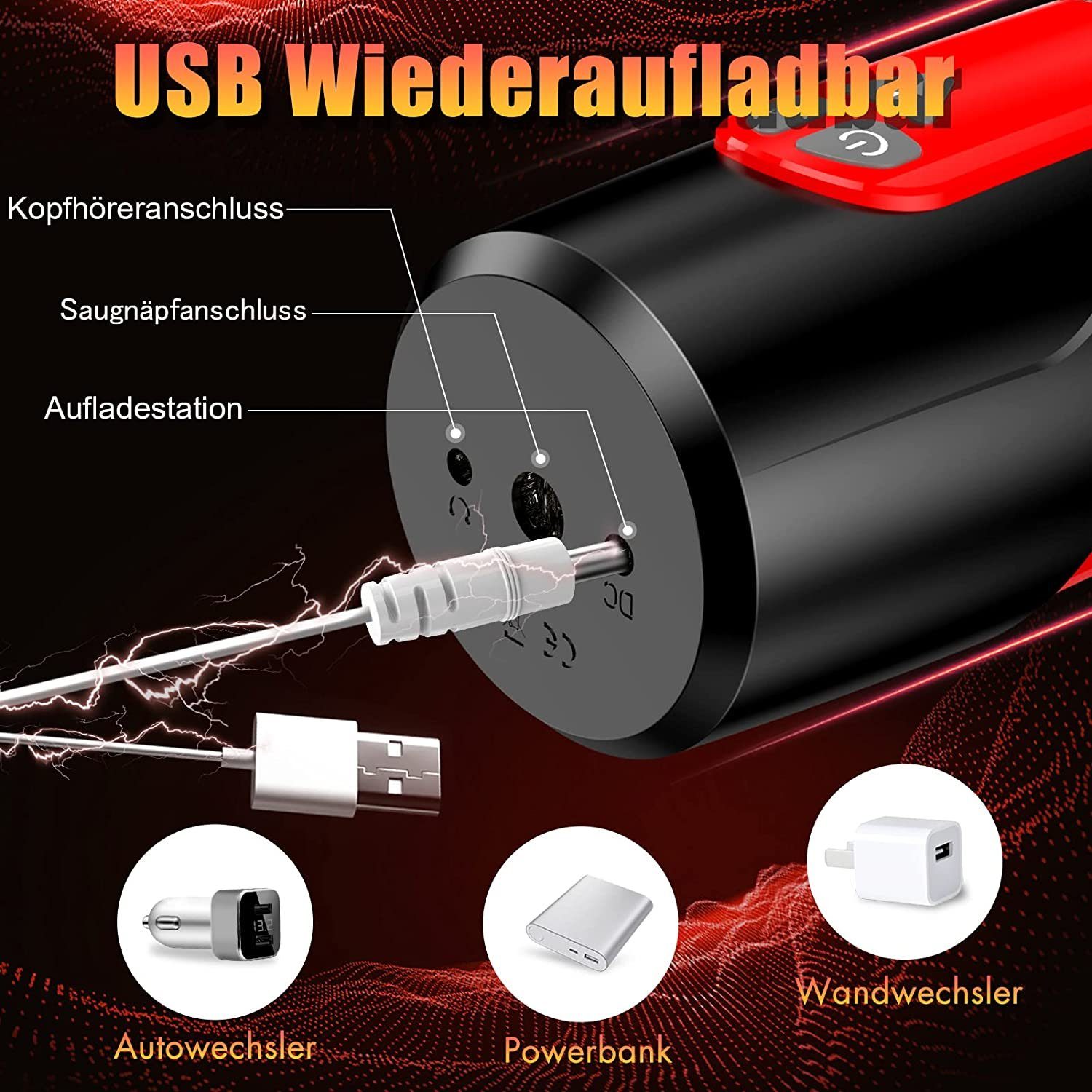 XDeer Masturbator Teleskopfunktion Drehfunktion, rot USB Masturbator wiederaufladbar und 3D-Kanal, mit Saugnäpfen,7Modi Ein-Knopf-Orgasmus-Design,Realistischer