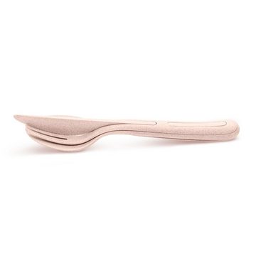 KOZIOL Besteck-Set Klikk 3-tlg. Organic Pink 22.2 cm (3-tlg), Kunststoff, ideal für draußen