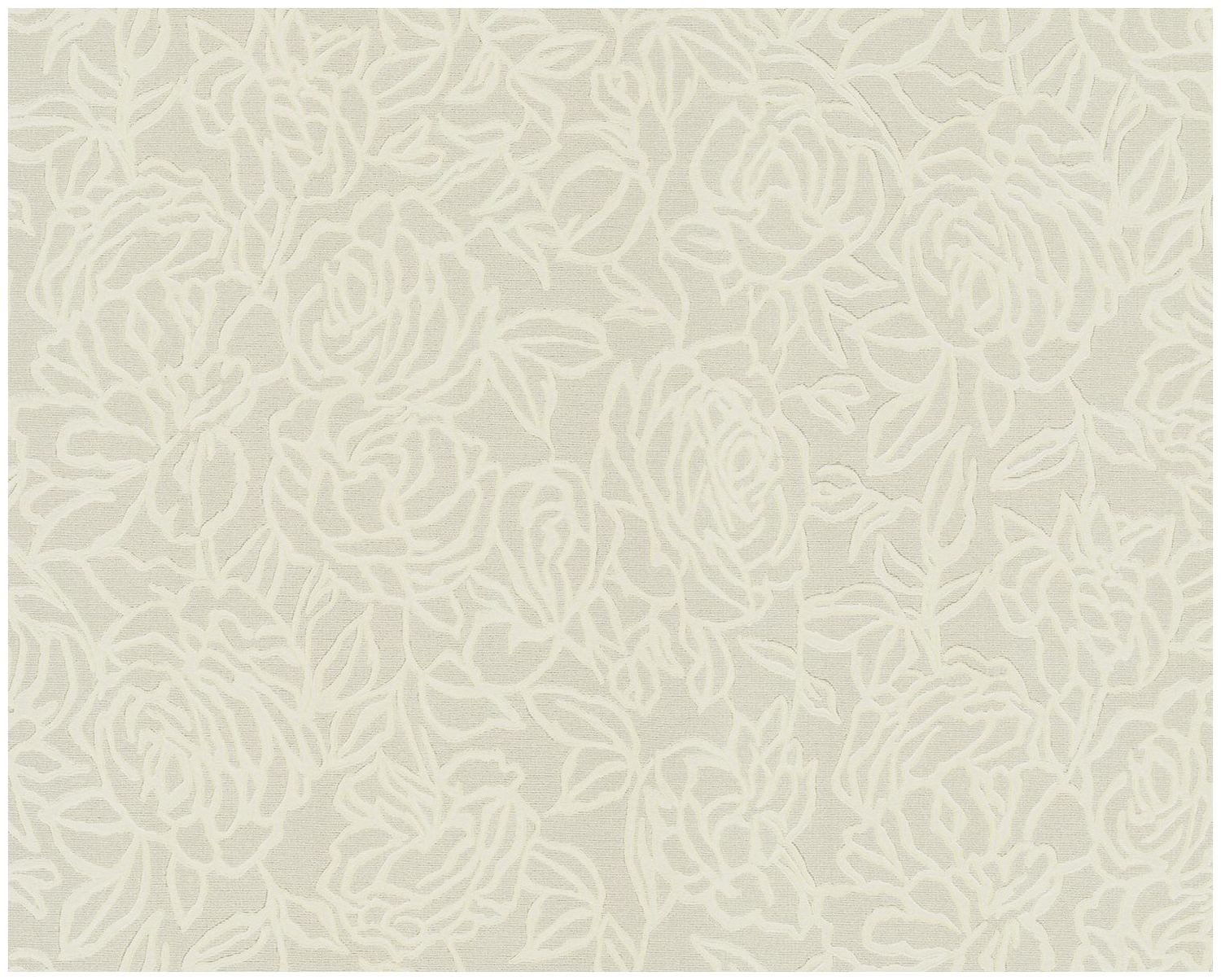 Edem Prägetapete 9040-20 Blumen Tapete glänzend creme weiß grau 10,65 m2, geprägt, botanisch, geblümt, glänzend, Ton-in-Ton, (1 XXL Rolle, doppelte Breite, 10,65 qm), heißgeprägte Vliestapete, creme, weiß, grau