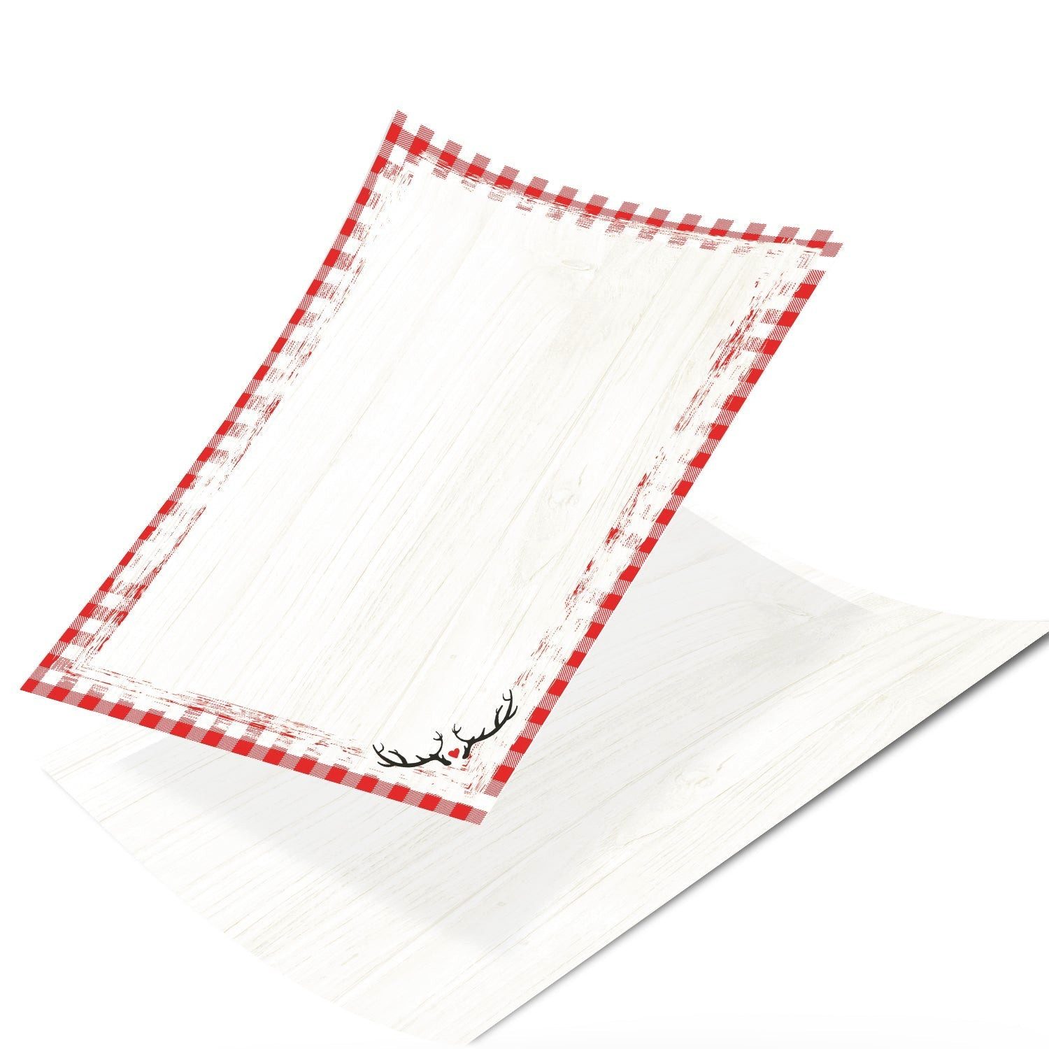 Logbuch-Verlag Klappkarte Rustikales Briefpapier DIN A4 mit Hirschgeweih und Holz-Optik