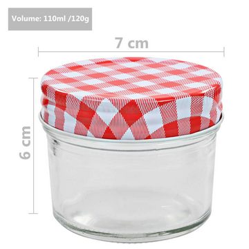 vidaXL Aufbewahrungsbox Marmeladengläser mit Weißen Roten Deckeln 24 Stk 110 ml