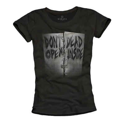 MAKAYA T-Shirt Frauen Kurzarm Top Zombie Aufdruck Ausgefallene Oberteile mit Print