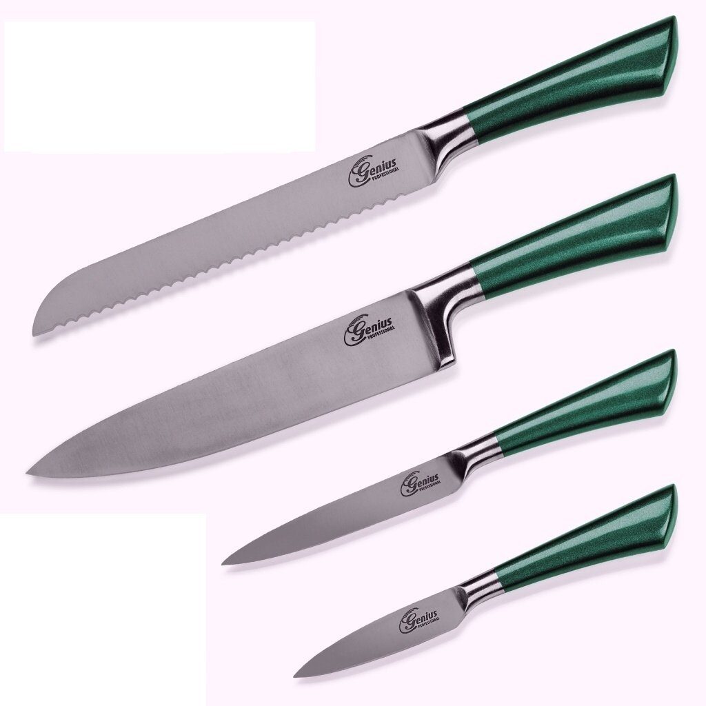 Messer-Set Genius - Profi Messer-Set 4-tlg. grün Edelstahl Küchenmesser