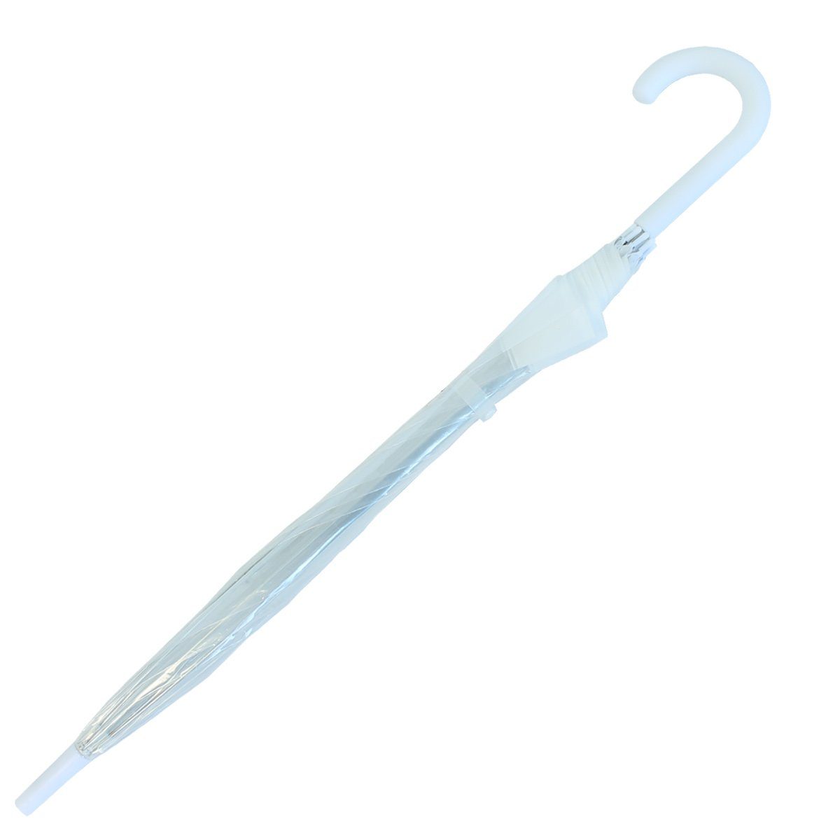 HAPPY RAIN Stockregenschirm Glockenschirm durchsichtig transparent mit Borte, durchsichtig