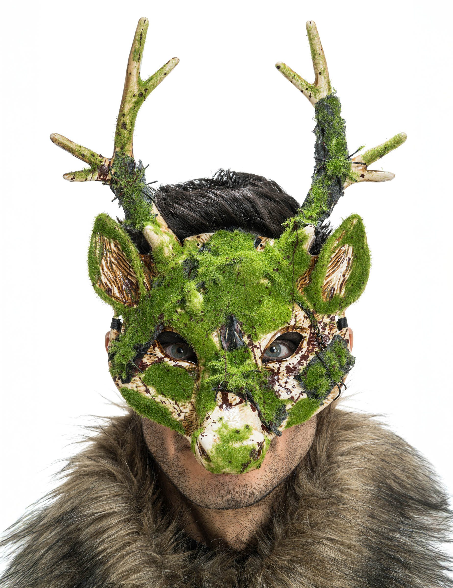 CHAKS Monster-Kostüm Halbmaske Hirsch mit Mooseffekt Halloween
