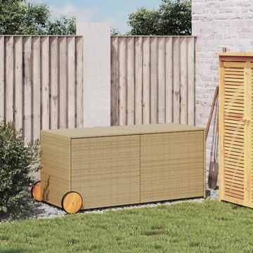 vidaXL Gartenbox Gartentruhe mit Rollen Beige 283L Poly Rattan