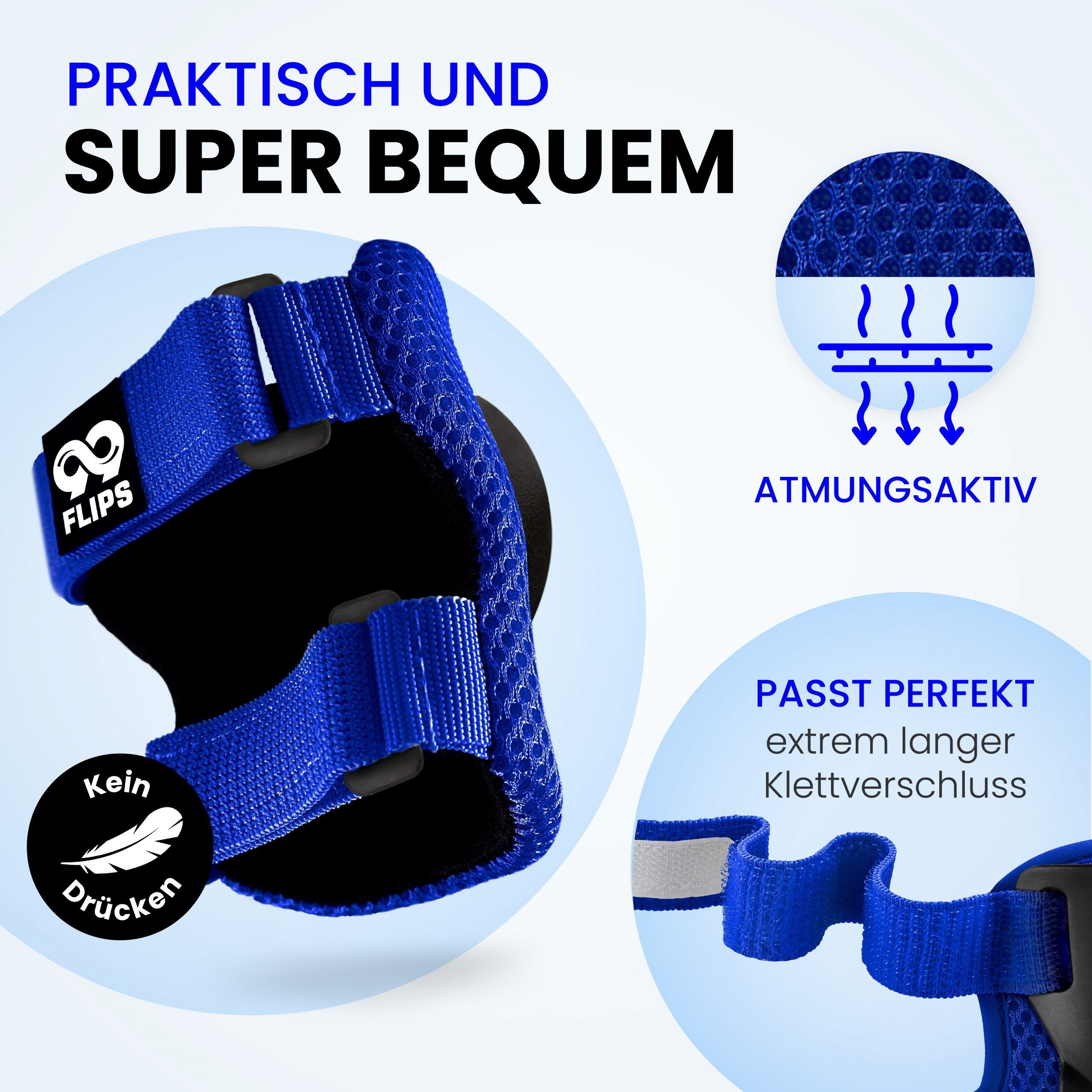 99FLIPS Protektoren-Set Schoner Inliner skates Kinder Set Skateboard Protektoren Schützer (Knieschoner Kinder Schutzausrüstung für Rollschuhe & Skateboard, 6-tlg., Knieschützer, Ellenbogen Schützer & Handschützer inkl. Tasche), Schlittschuhe Schoner Geschenke für Kinder