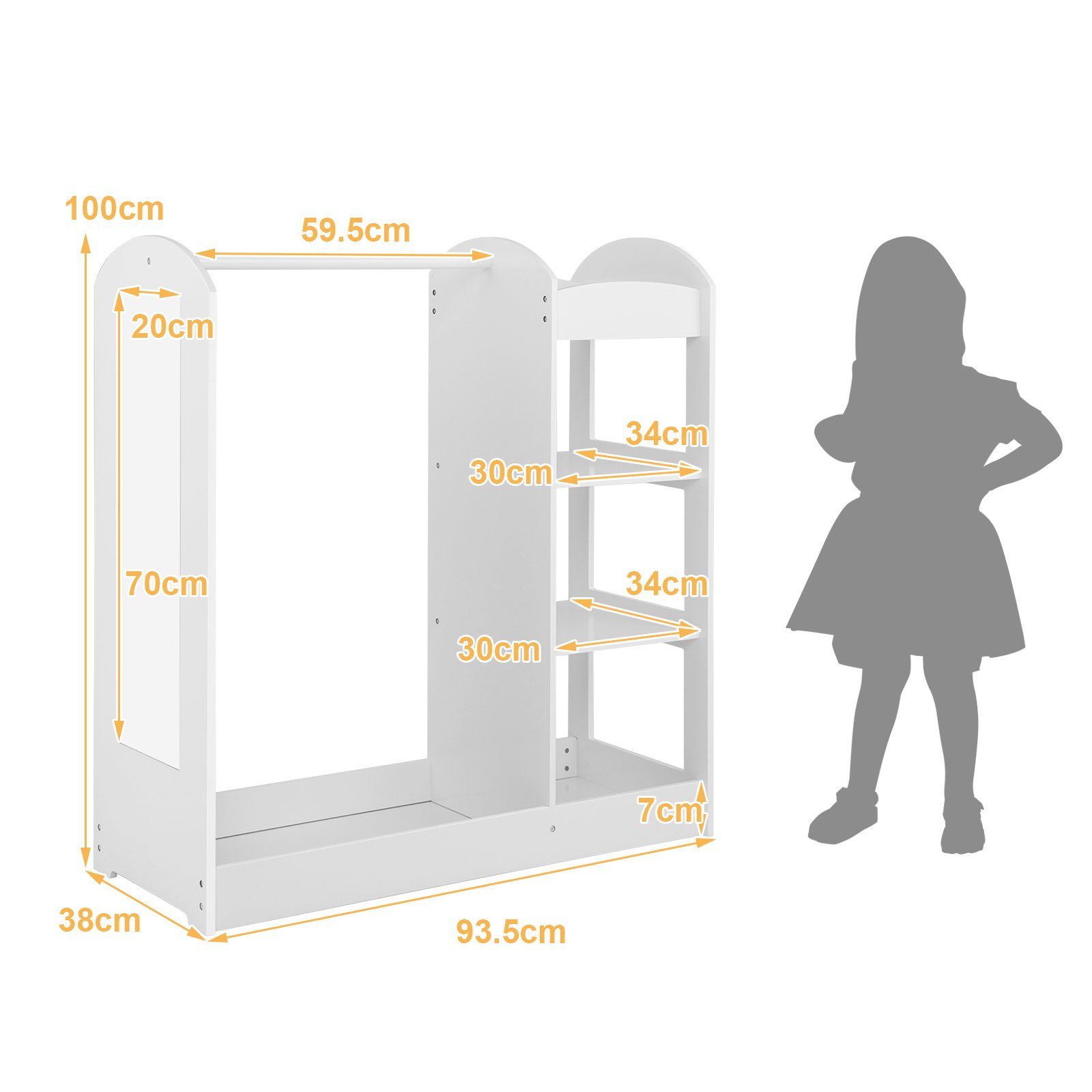 COSTWAY Kleiderschrank Kinderkleiderschrank mit Spiegel, aus günstig online kaufen