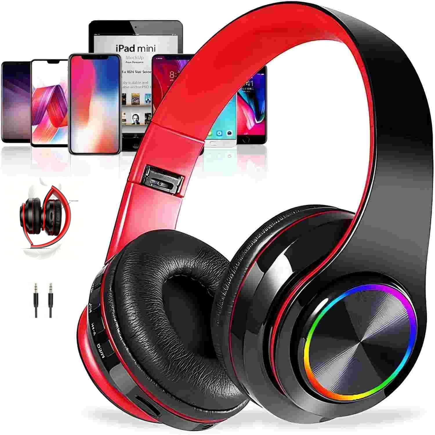 ibettertec Gaming-Headset, Bluetooth-Kopfhörer, faltbar kabelloses Kopfhörer Over-Ear-Kopfhörer (Bluetooth,Steckkarte,Steckkabel,3 Verbindungsmodi, Bluetooth, Active Noise Cancelling (ANC), HiFi-Stereo-Klangqualität)
