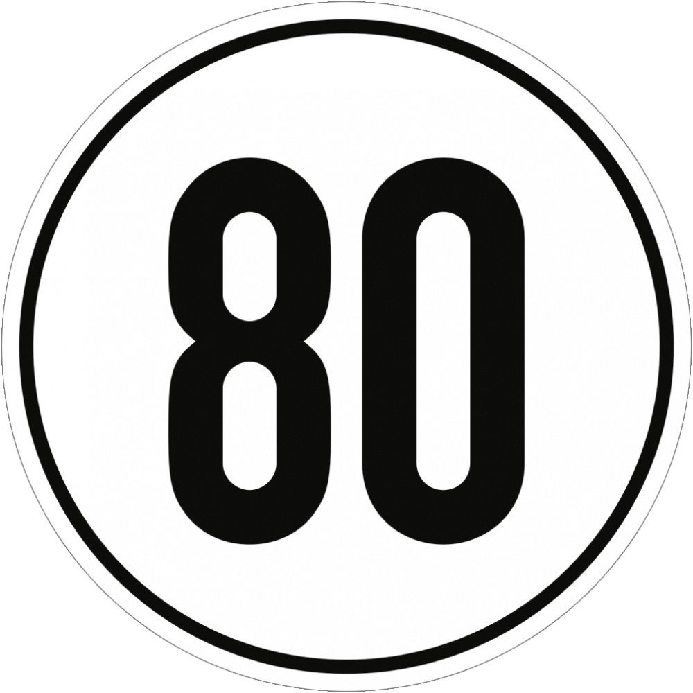 Dreifke Verkehrsschild Aufkleber Geschwindigkeitsschild, 80 km/h, Folie, Ø 200 mm