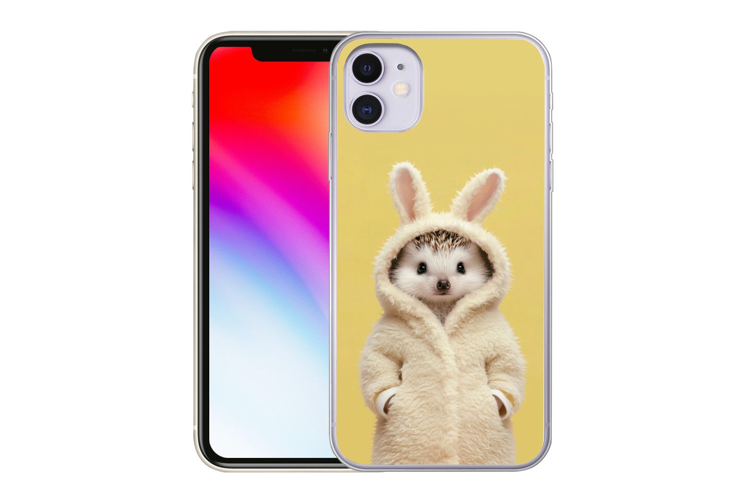 MuchoWow Handyhülle für Apple iPhone 11 Igel - Osterhase - Kostüm, Smartphone-Bumper, Print, Handy Schutzhülle Dünn
