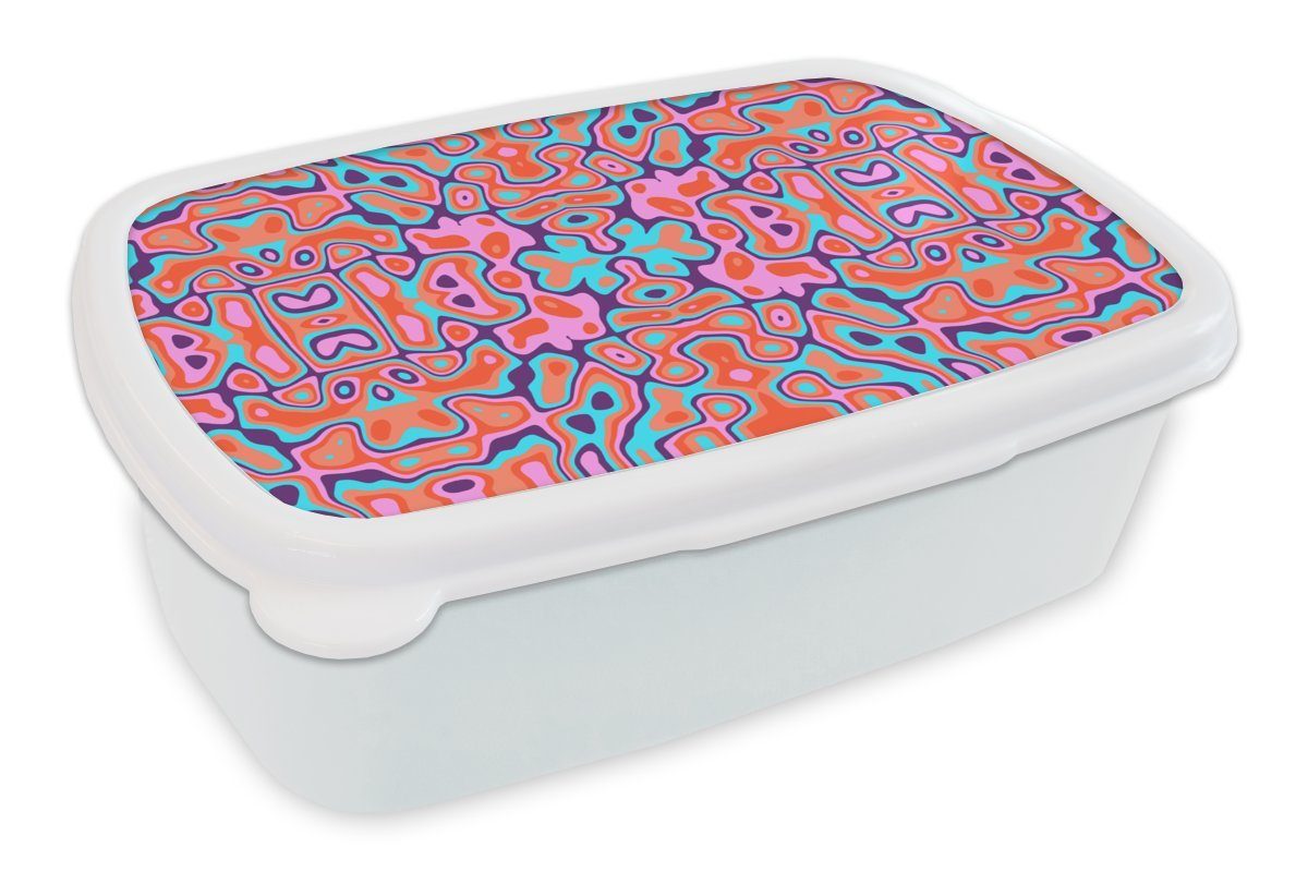 - und Abstrakt, für für Muster Kinder Brotbox - Jungs Lunchbox Lavalamp Brotdose, (2-tlg), weiß Kunststoff, Mädchen und Erwachsene, MuchoWow