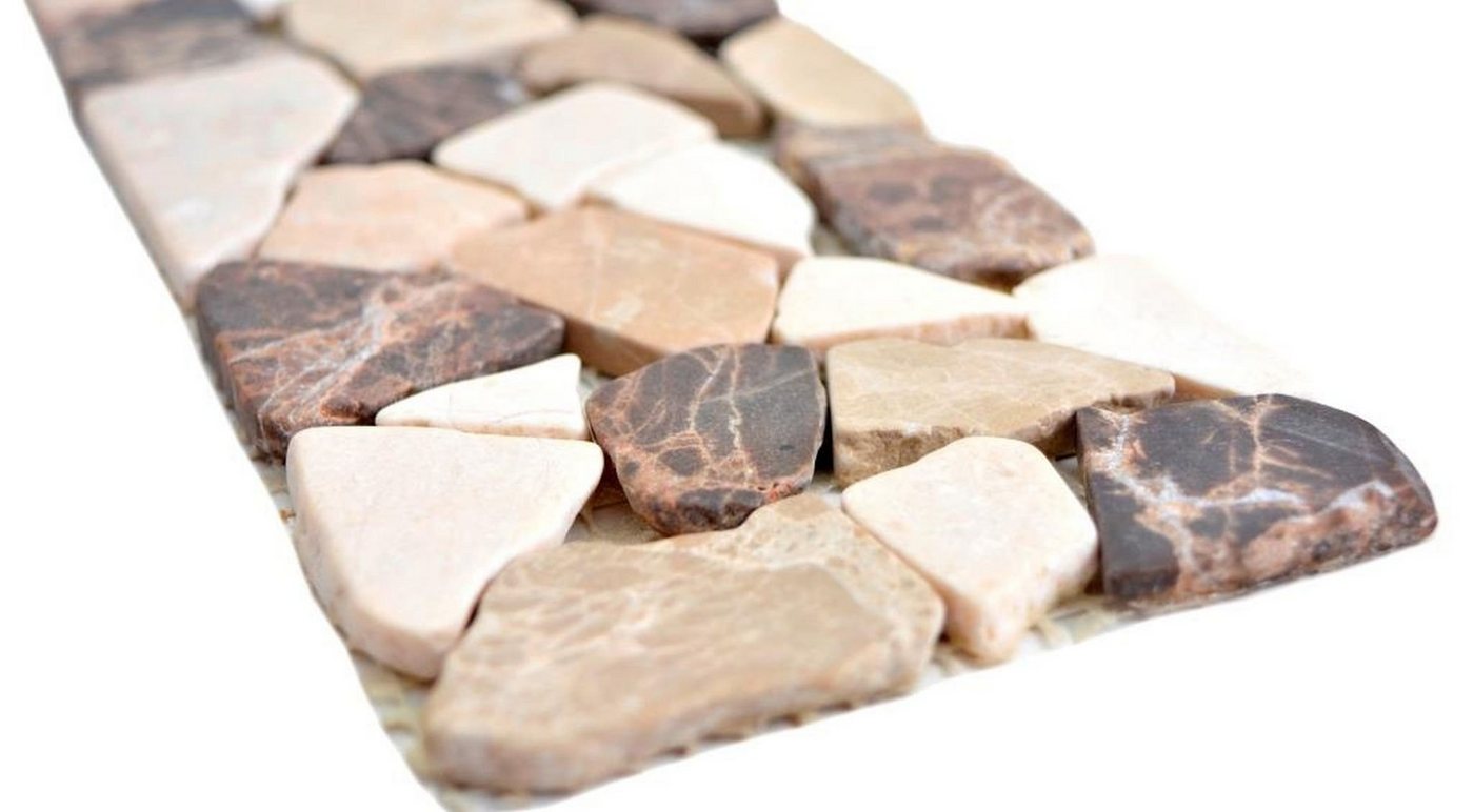 Thumbnail - Mosani Mosaikfliesen Multi Marmormosaik Borde mix beige braun matt / 10 Stück