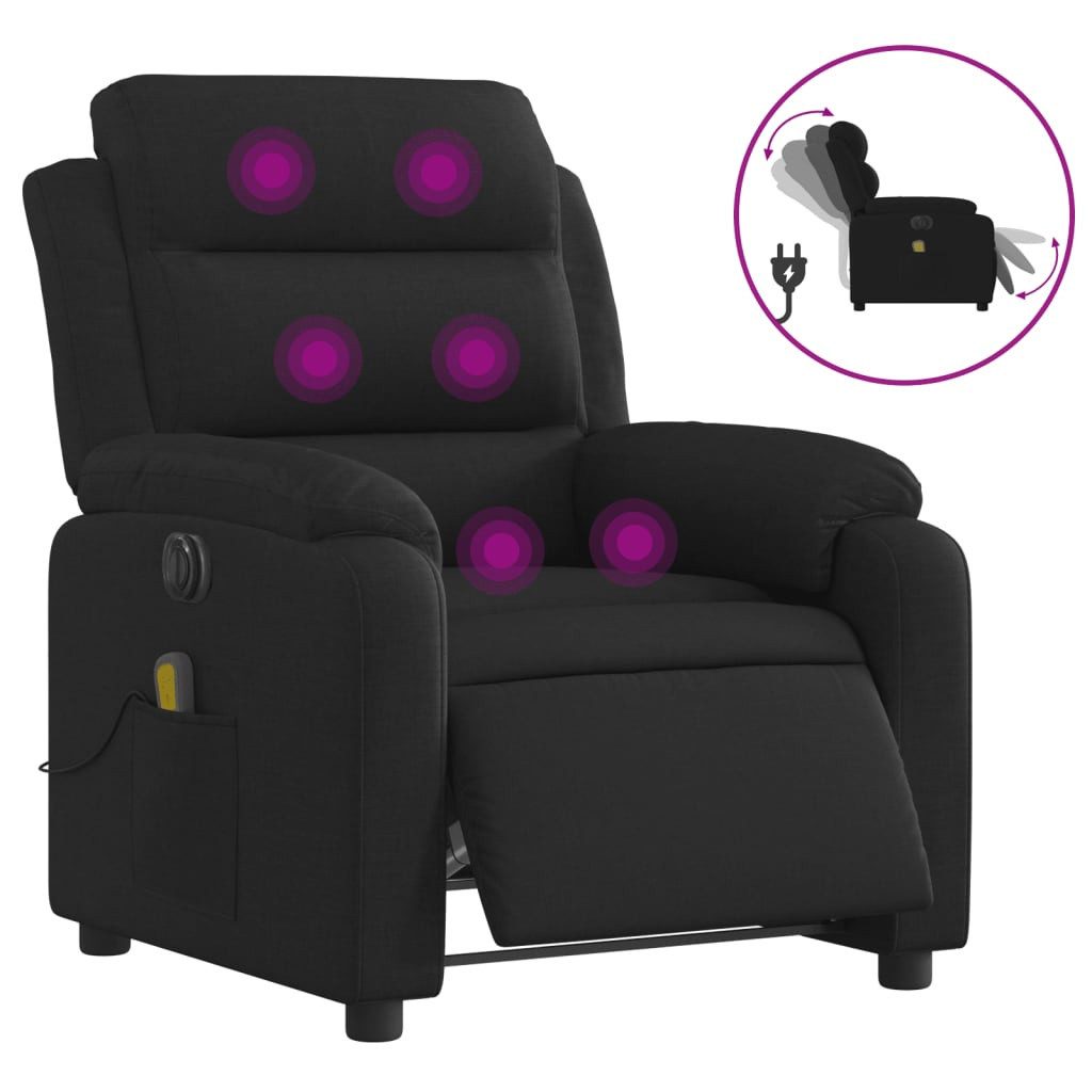vidaXL Sessel Massagesessel Elektrisch Schwarz Stoff günstig online kaufen