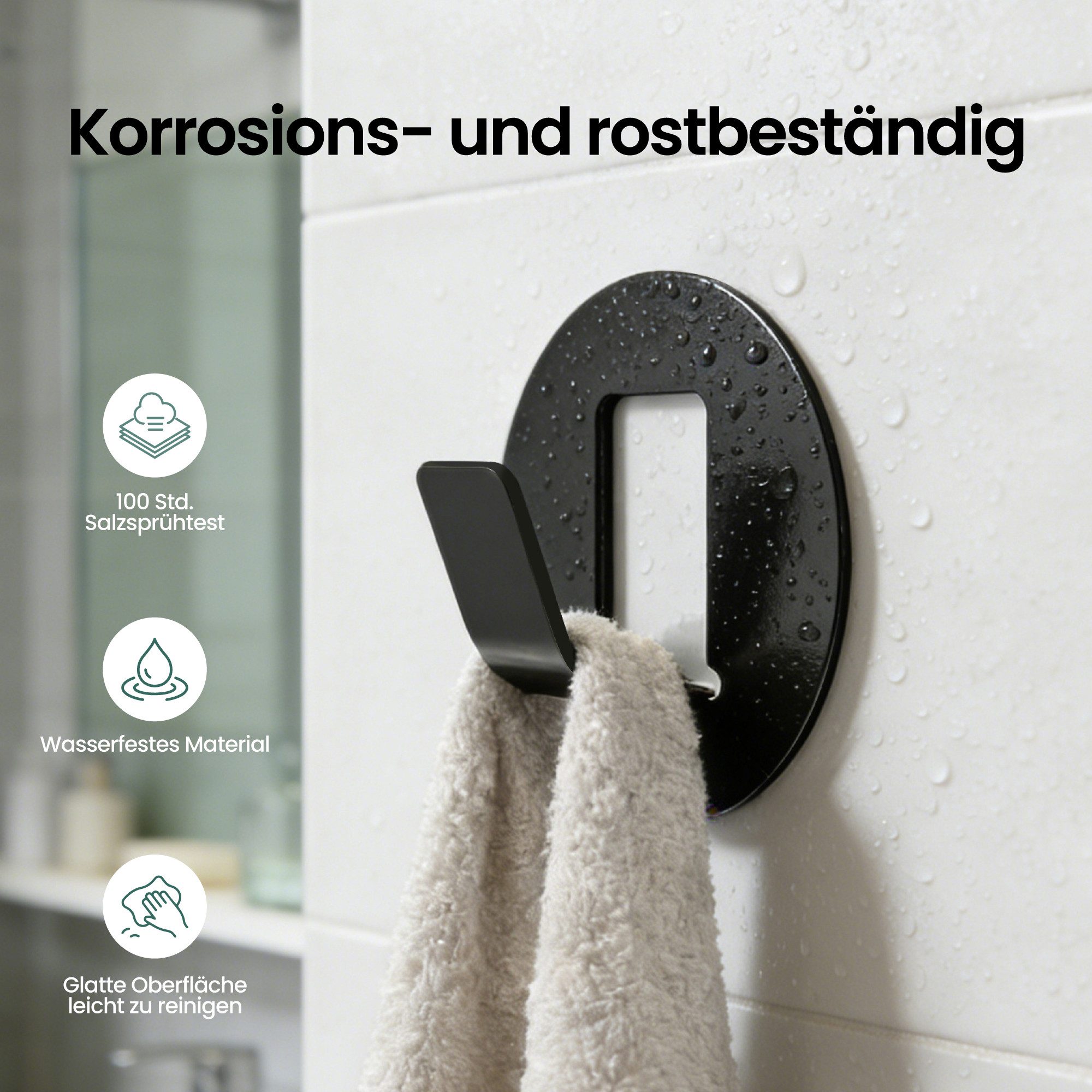 Mai & Mai Wandhaken Kleiderhaken Garderobenhaken 4 Stück ohne Bohren Alu Stalo-16, Flur, Schlafzimmer, Küche, Badezimmer, (4-St), Korrosions- und rostbeständig,Glatt und pflegeleicht