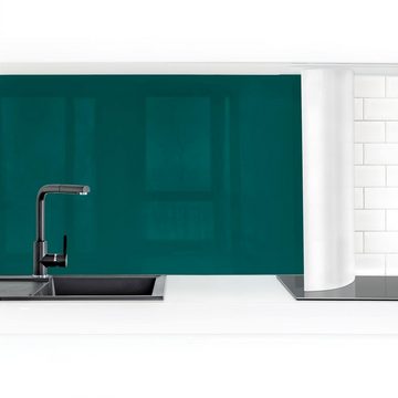 Bilderdepot24 Küchenrückwand grün dekor einfarbig Wandpaneel Küche Piniengrün Wandverkleidung, (1-tlg., Nischenrückwand - für Fliesenspiegel ohne Bohren - matt), Spritzschutz Rückwand Küche Herd - Folie selbstklebend versch. Größen