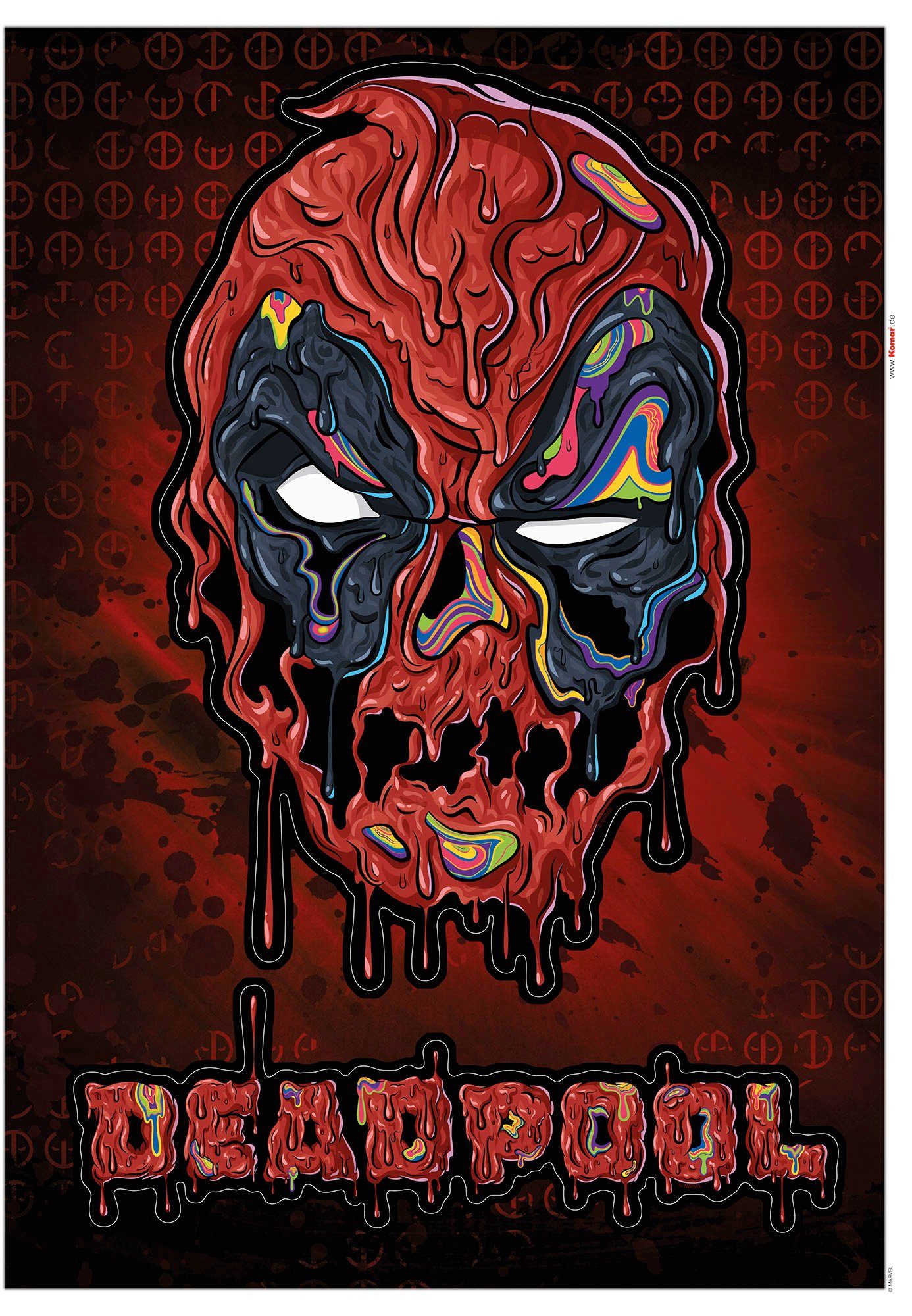 Komar Wandtattoo Deadpool Meltpool (2 St), 50x70 cm (Breite x Höhe), selbstklebendes Wandtattoo