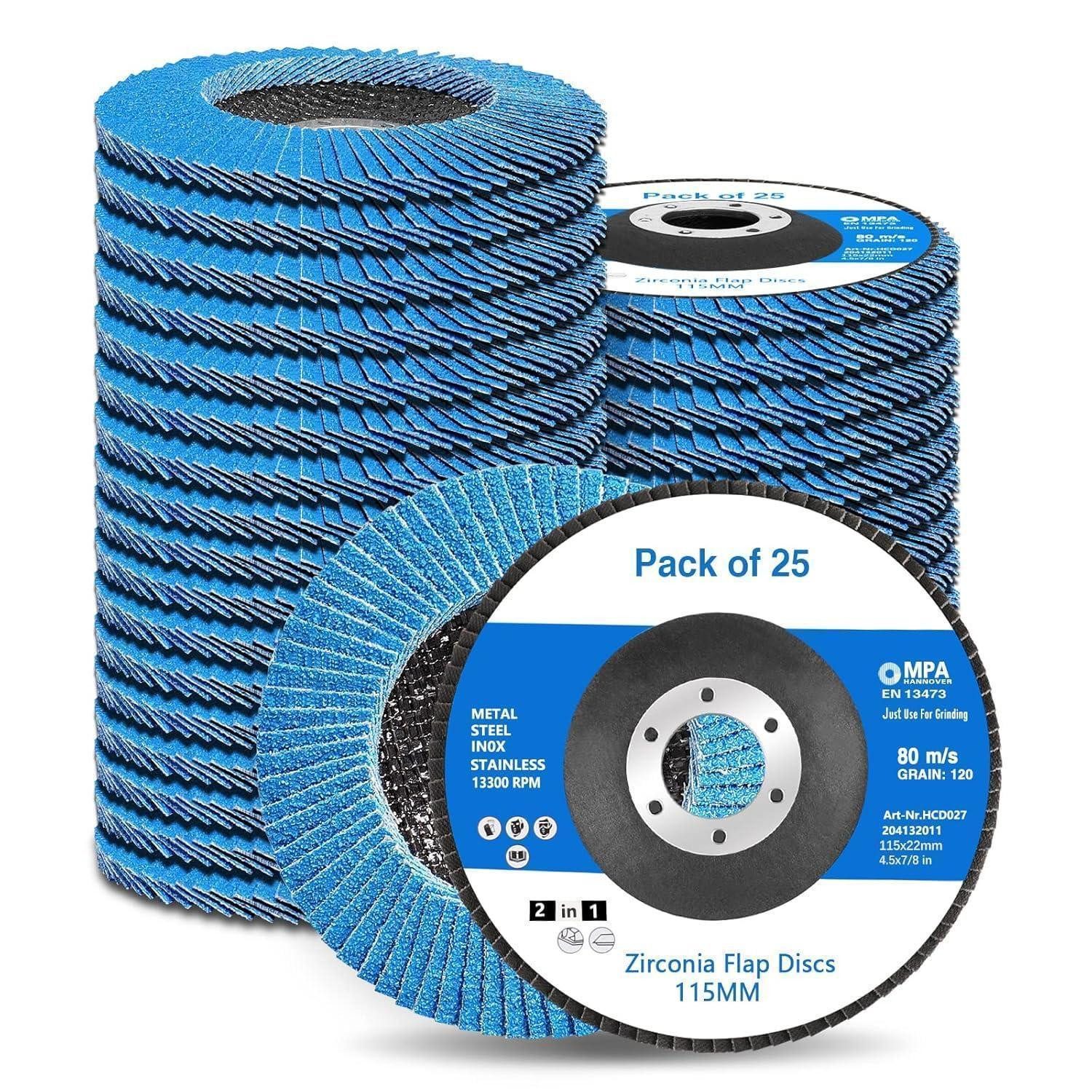 LuxusKollektion Fächerschleifer Fächerscheiben 115 mm 25 Blau115 MM 25 PCS 40 60 80 120 240 Körn
