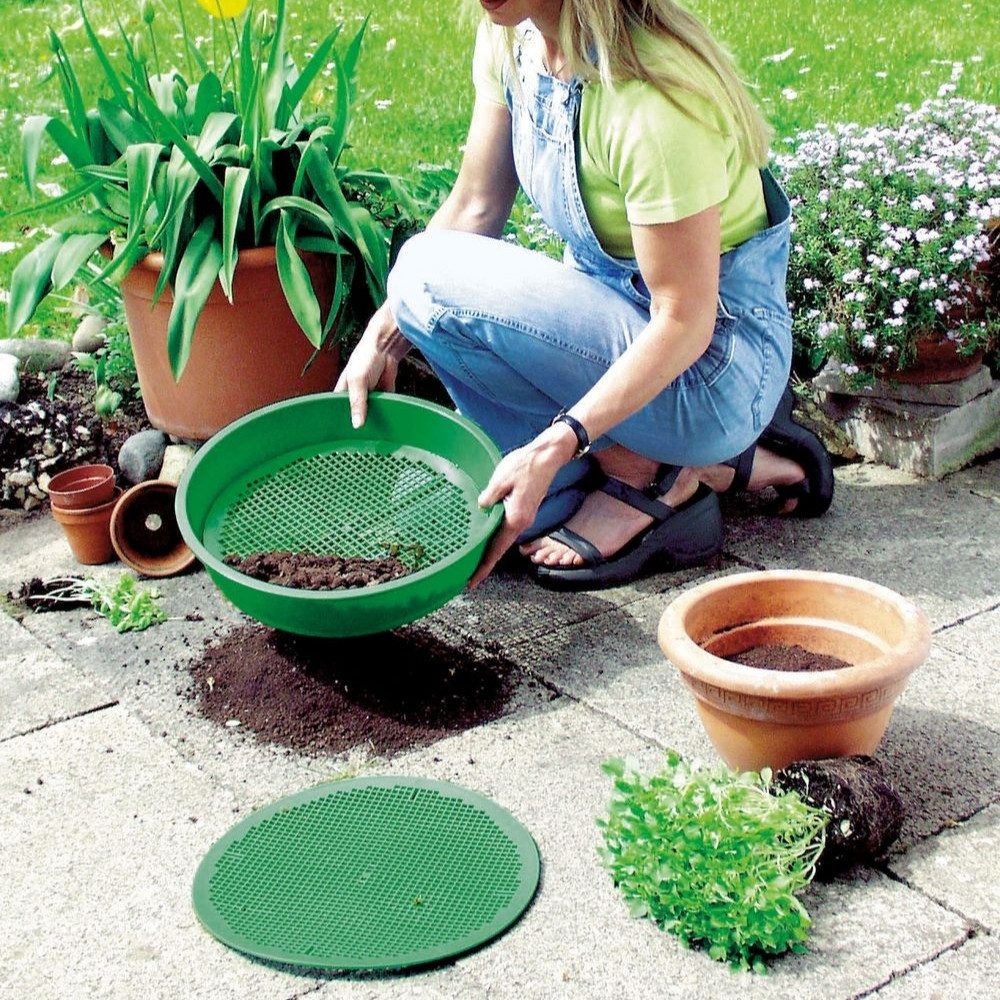GarPet Gartensieb Gartensieb Erde 2in1 Erdsieb für Garten Sieb Sandsieb 4 - 6 mm Ø 38cm – Bild 3 von 5