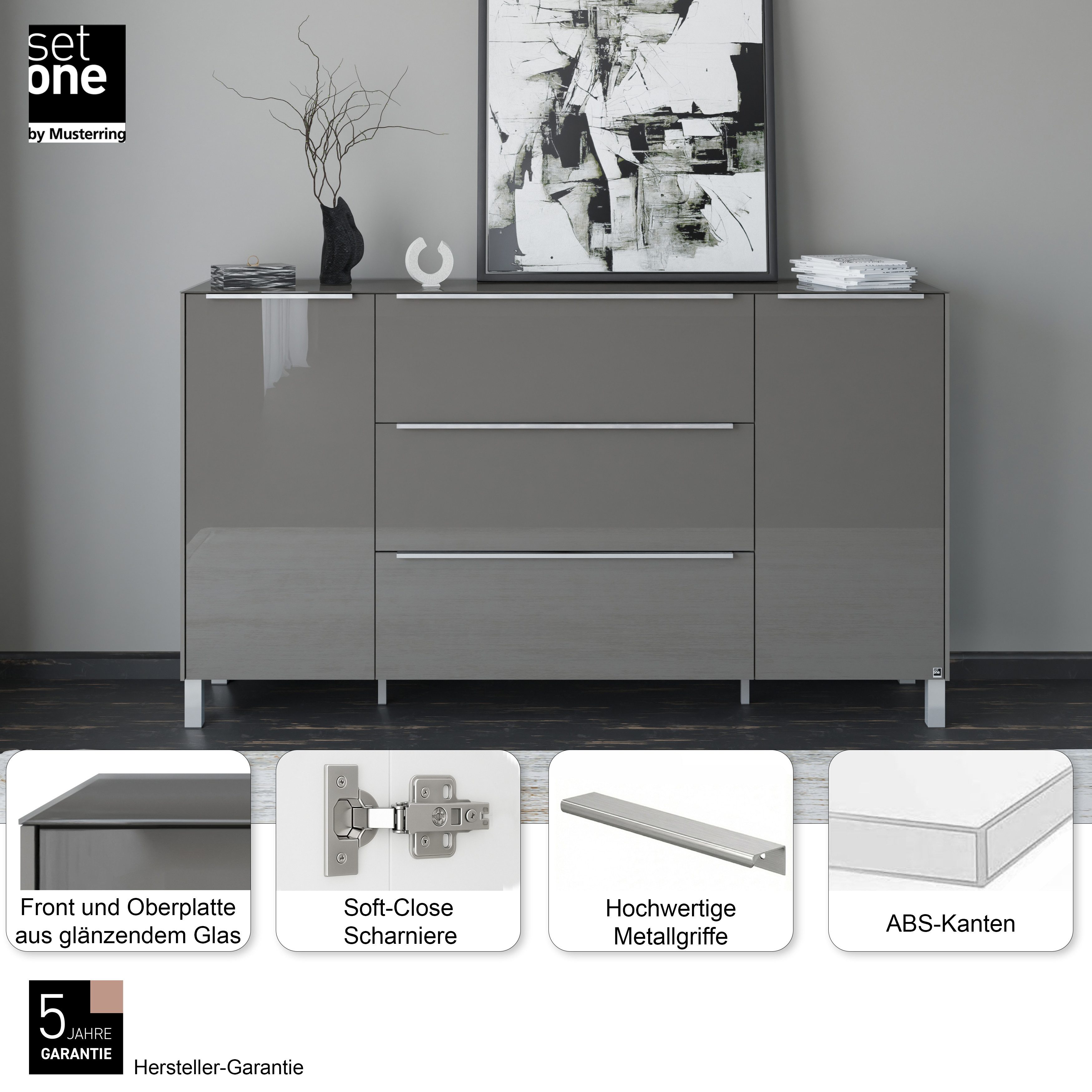 set one by Musterring Sideboard Reno (1 St), Mit Vierkantfuß in diversen Farben, 106 cm Höhe & Farbauswahl