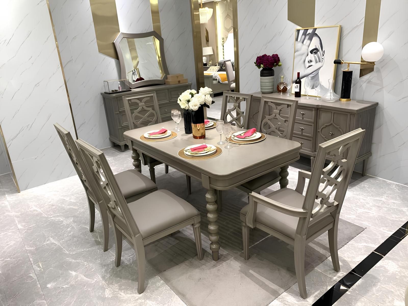 Esszimmerstuhl Garnitur Holz Möbel Sets Essgruppe Esszimmer Garnitur 6x Stuhl Set