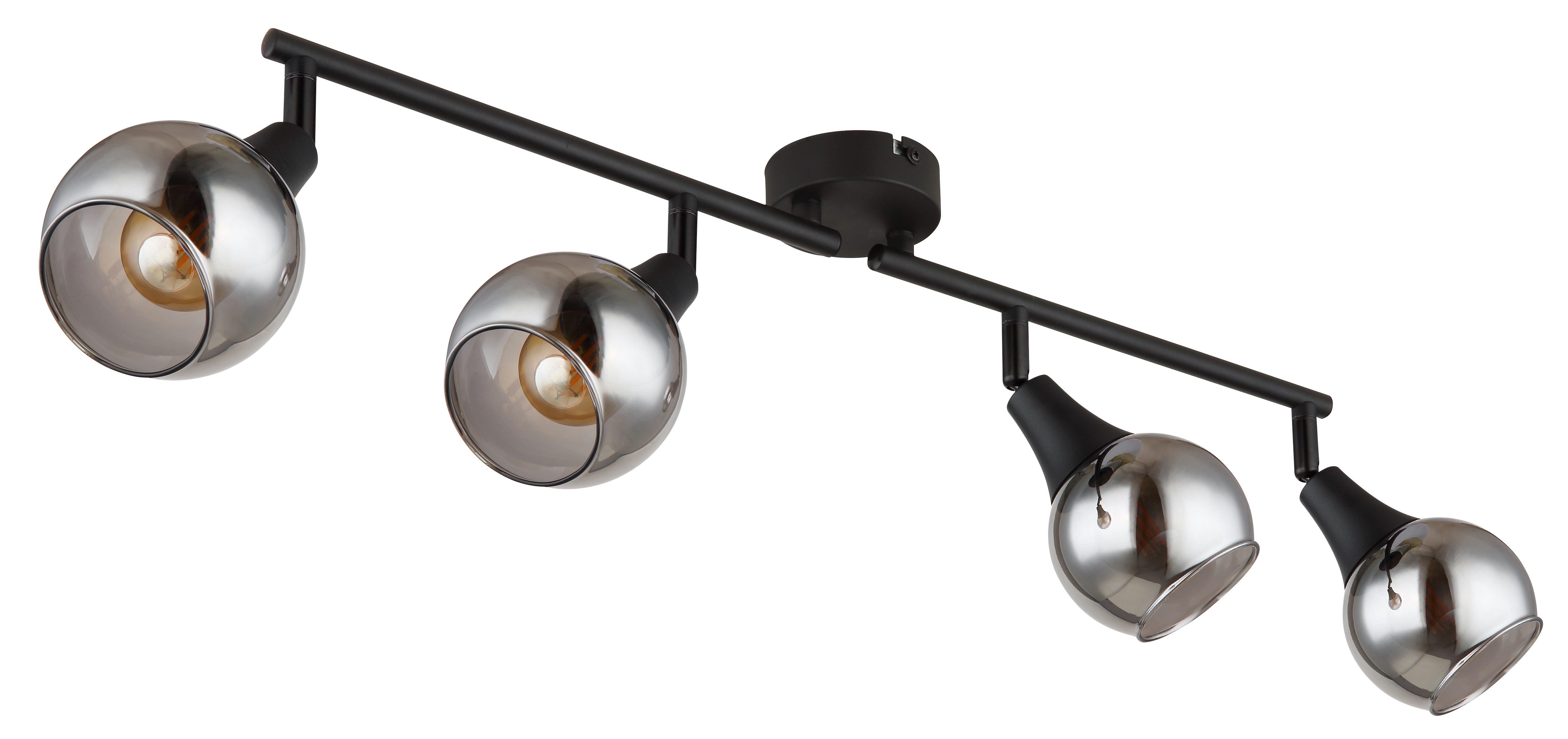 GLOBO LIGHTING Deckenstrahler GLYPTAR, ohne Leuchtmittel, Deckenspot/schwarz/Glas rauchfarben/Wohnzimmer/Flur