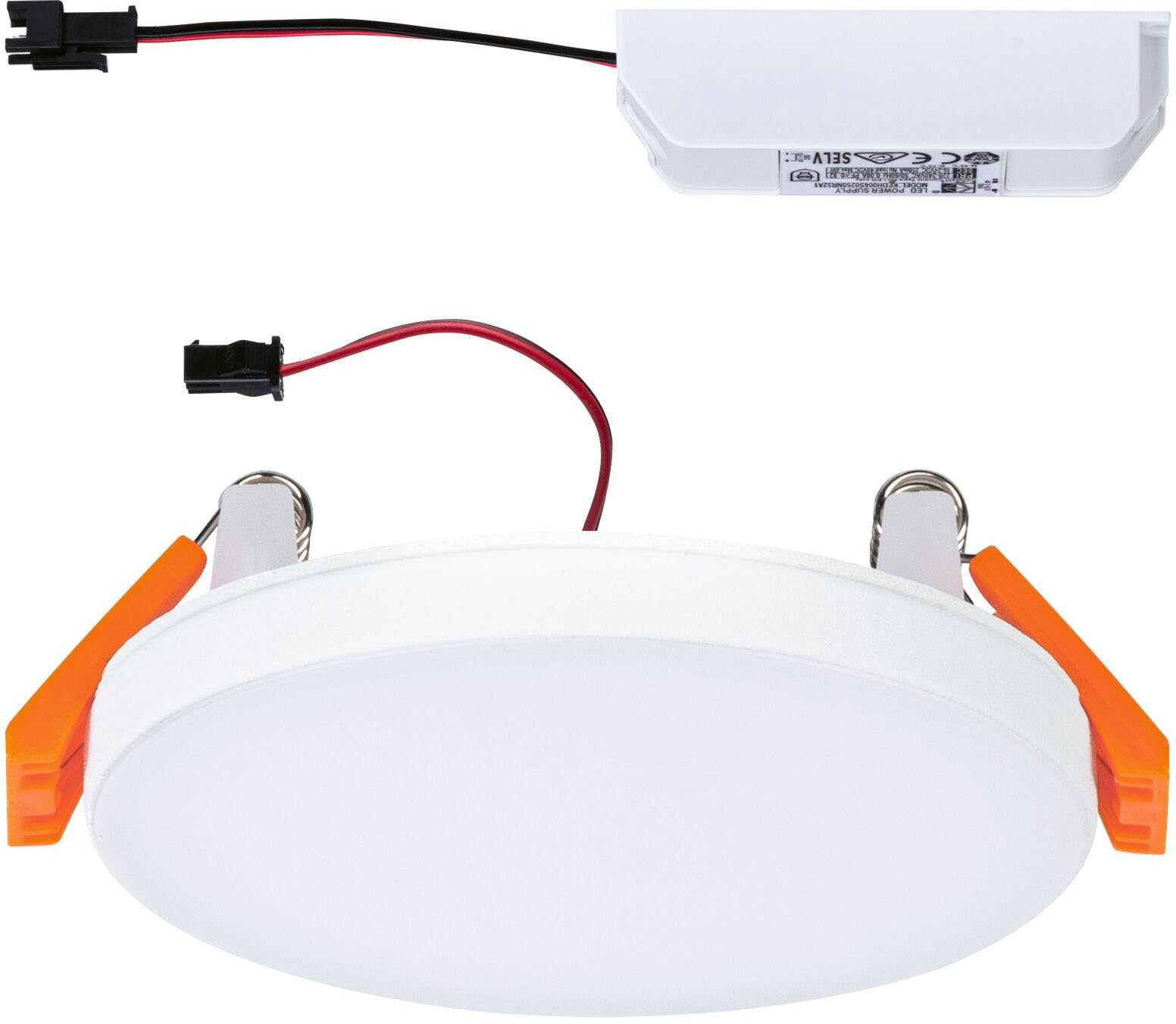 Paulmann LED Einbauleuchte 90mm Warmweiß, IP44 integriert, LED Weiß, Einbaupanel Veluna Edge rund 90mm Einbaupanel 450lm VariFit Veluna Weiß fest 3000K LED rund VariFit 450lm IP44 LED Edge 3000K