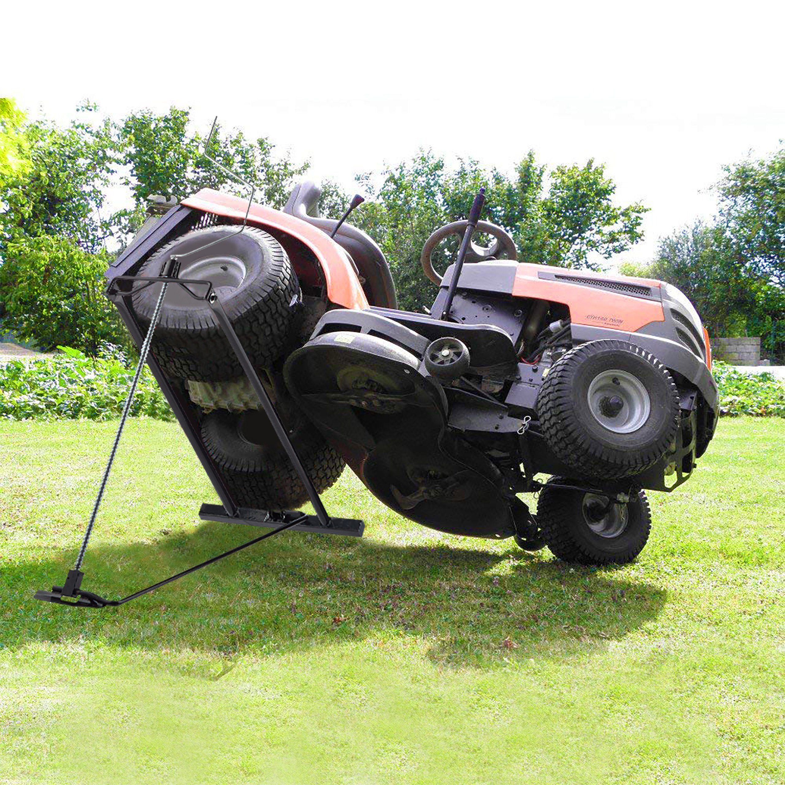 relaxdays Rasentraktor Hebevorrichtung schwarz