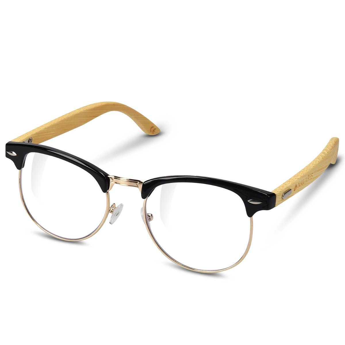 Nerd Brille Nerdbrille ohne Stärke Vintage Fensterglas Klar Herren Damen schwarz 