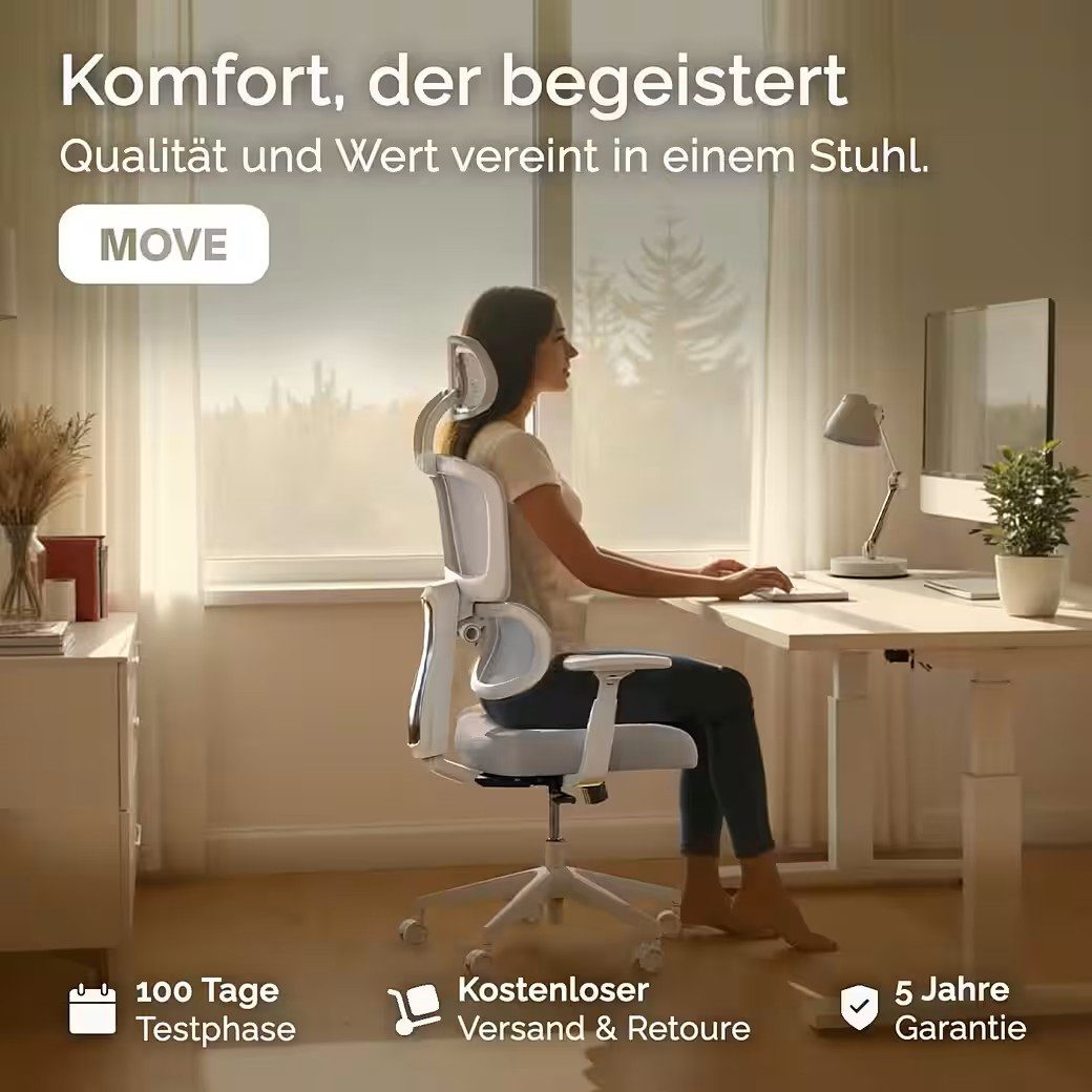 DESKSPACE Bürostuhl Move Ergonomischer Bürostuhl 3-stufige Neigung Schreibt günstig online kaufen