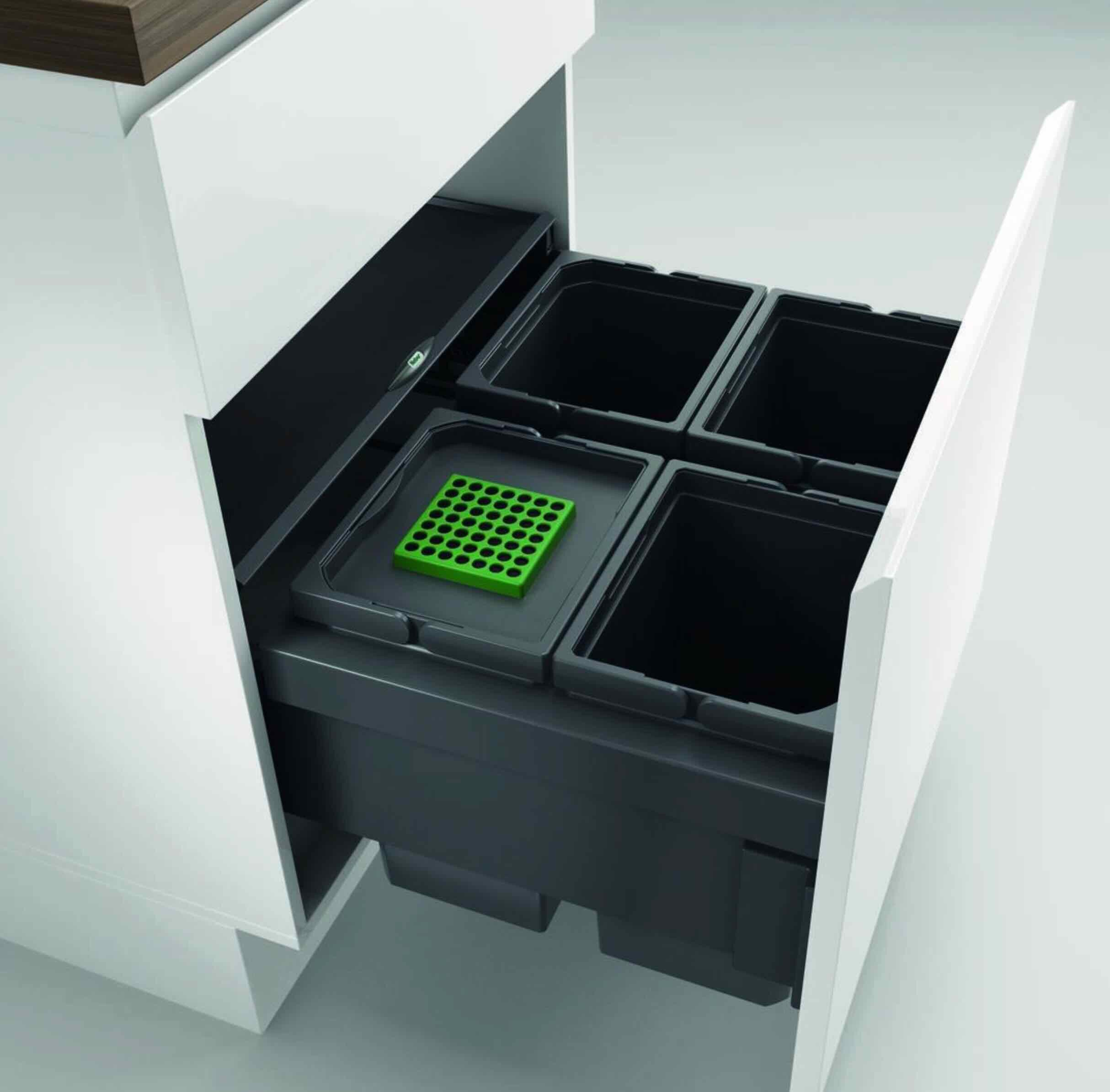 Naber Einbaumülleimer NABER Cox® Base 360 S/600-4, mit Biodeckel, anthrazit, H 360 mm