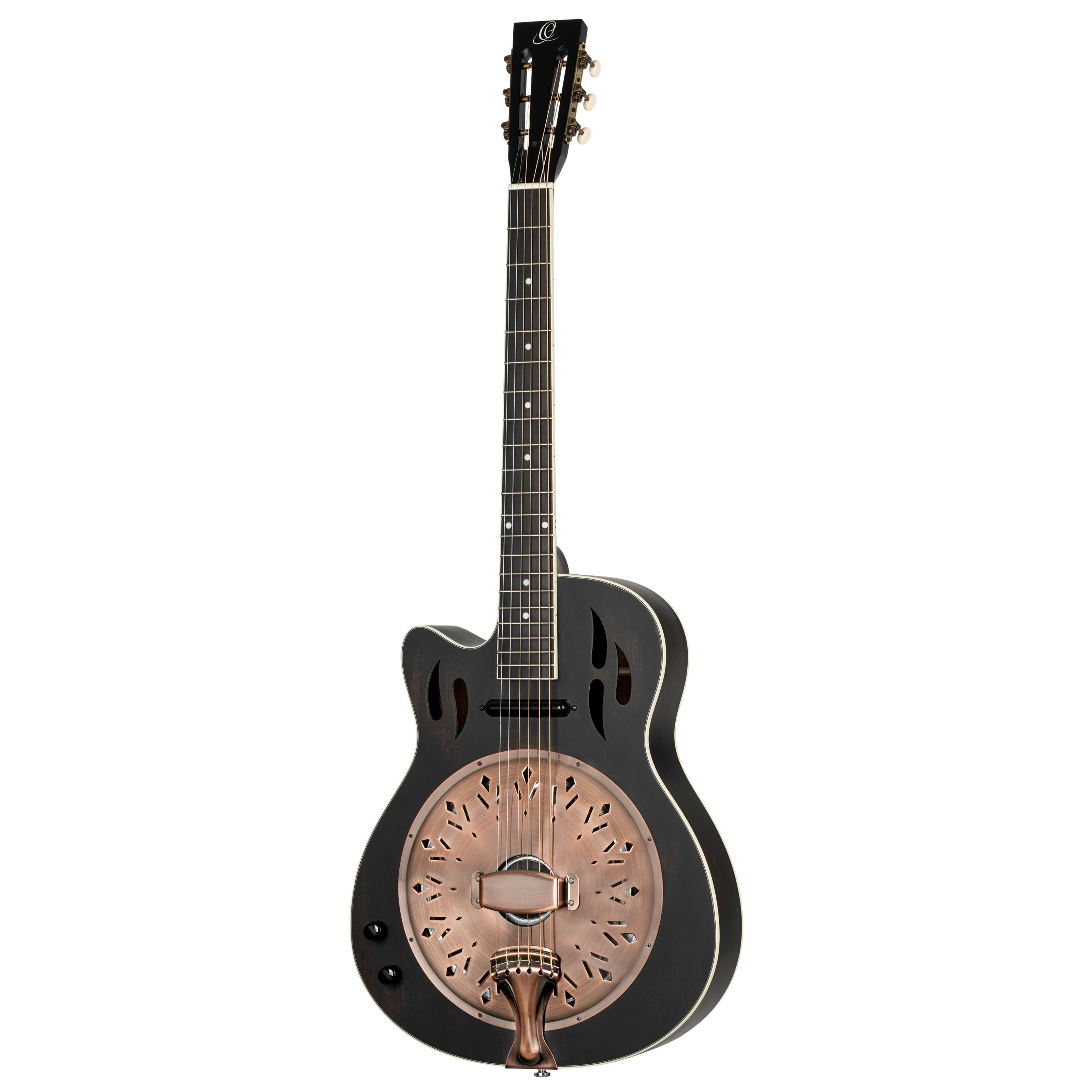 ORTEGA Guitars Doboro, Diverse Saiteninstrumente, Dobros, RRG40CE-DBK-L Distressed Satin Black Finish Lefthand - Dobro