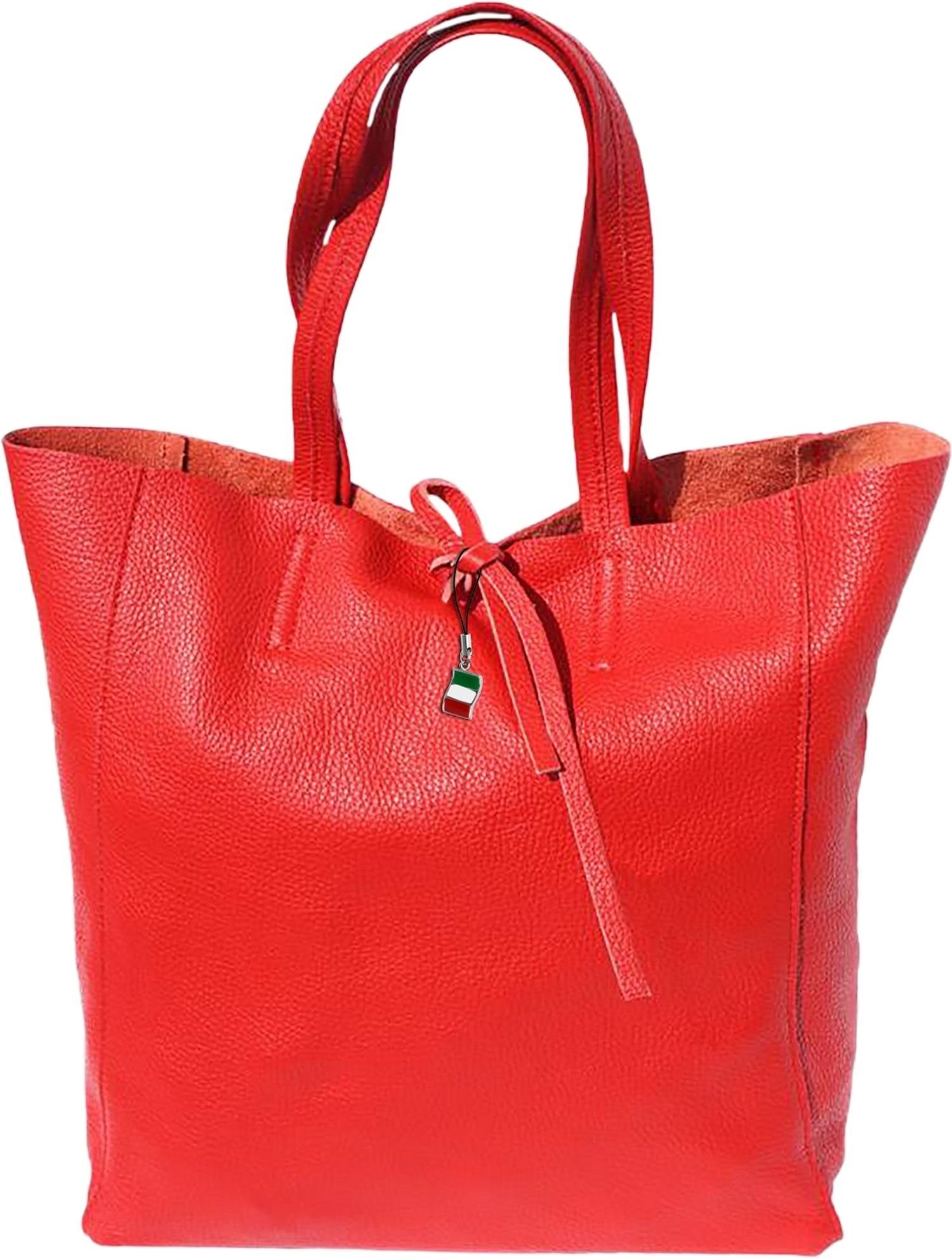 Schultertasche Florence ital. Echtleder Shopper rot