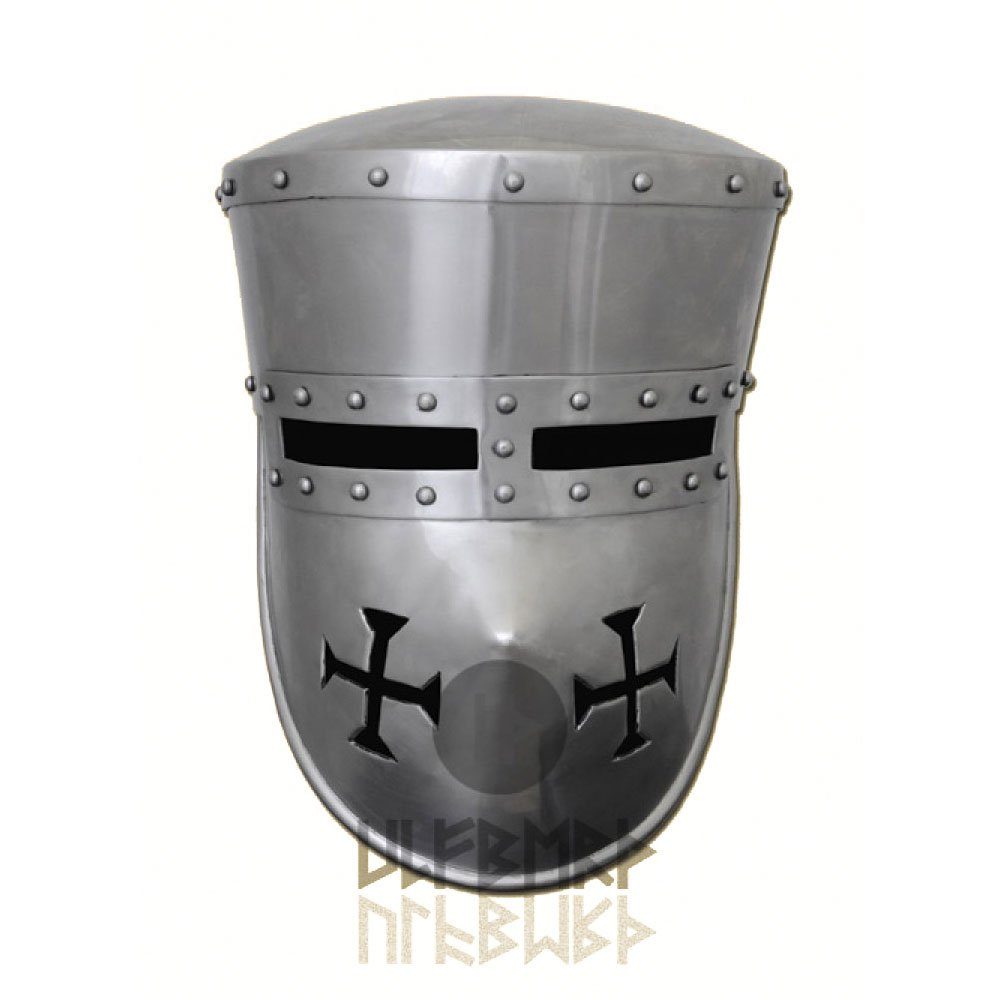 Ritter-Kostüm Kreuzritter Helm, 2 mm Stahl - schaukampftauglich