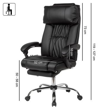 Amstyle Chefsessel SPM1.410 (Kunstleder Schwarz Bürodrehstuhl bis 120 kg), Design Drehstuhl, Schreibtischstuhl Drehbar