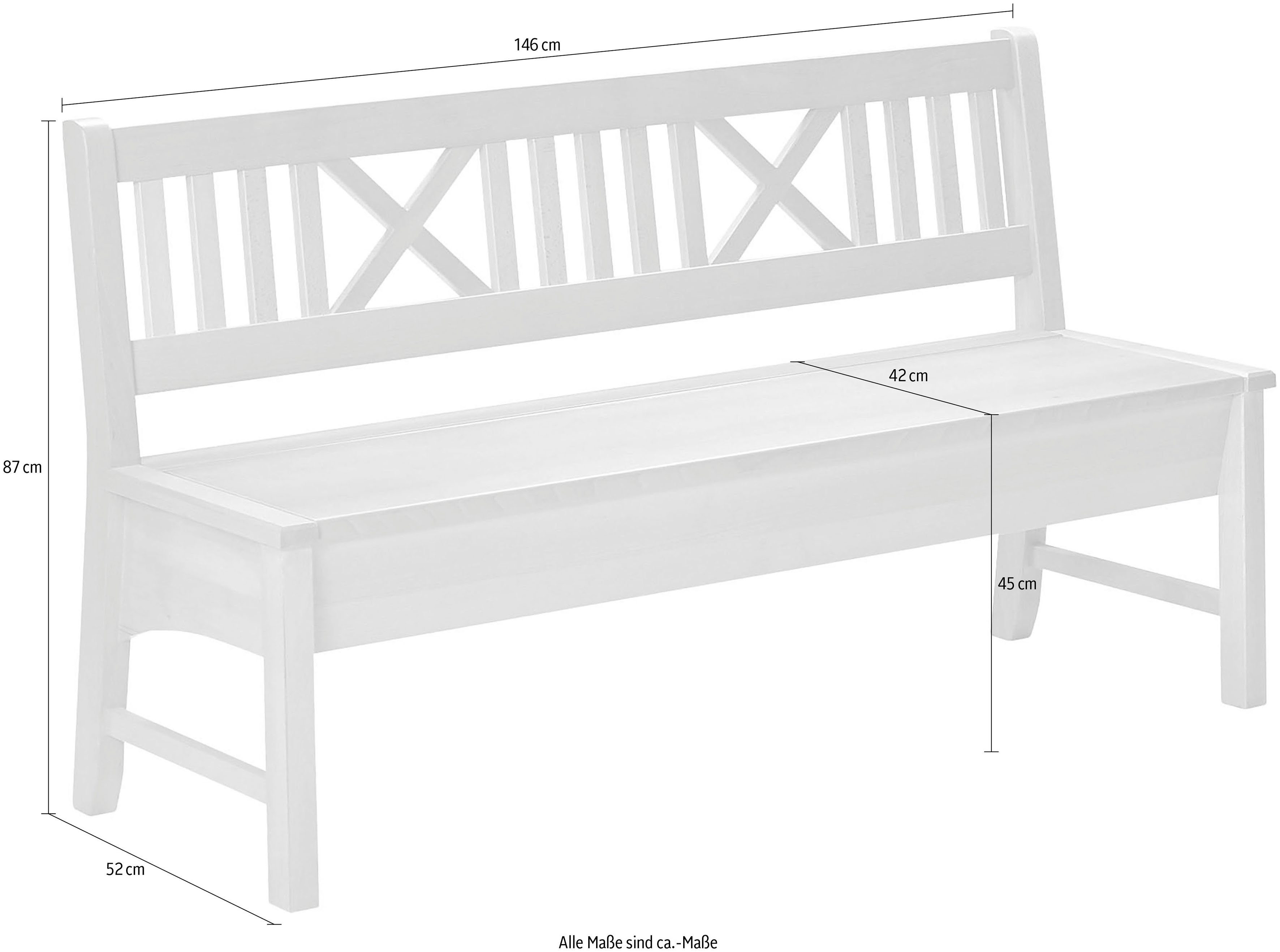 massivline&more Truhenbank "Bodensee", (1 St.), Breite 166 cm günstig online kaufen