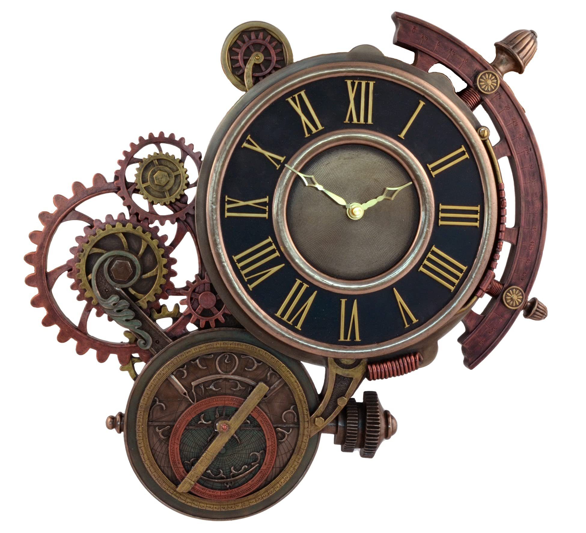 Vogler direct Gmbh Wanduhr Steampunk Wanduhr Astrolabium - by Veronese, (von Hand bronziert, LxBxH: ca. 37x4x52cm)