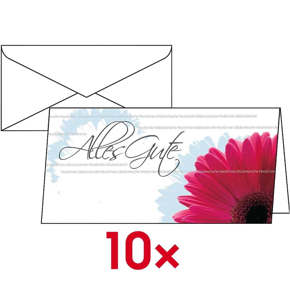 Sigel Geburtstagskarte Alles Gute, mit Schriftzug, 10 Karten inkl. Umschläge