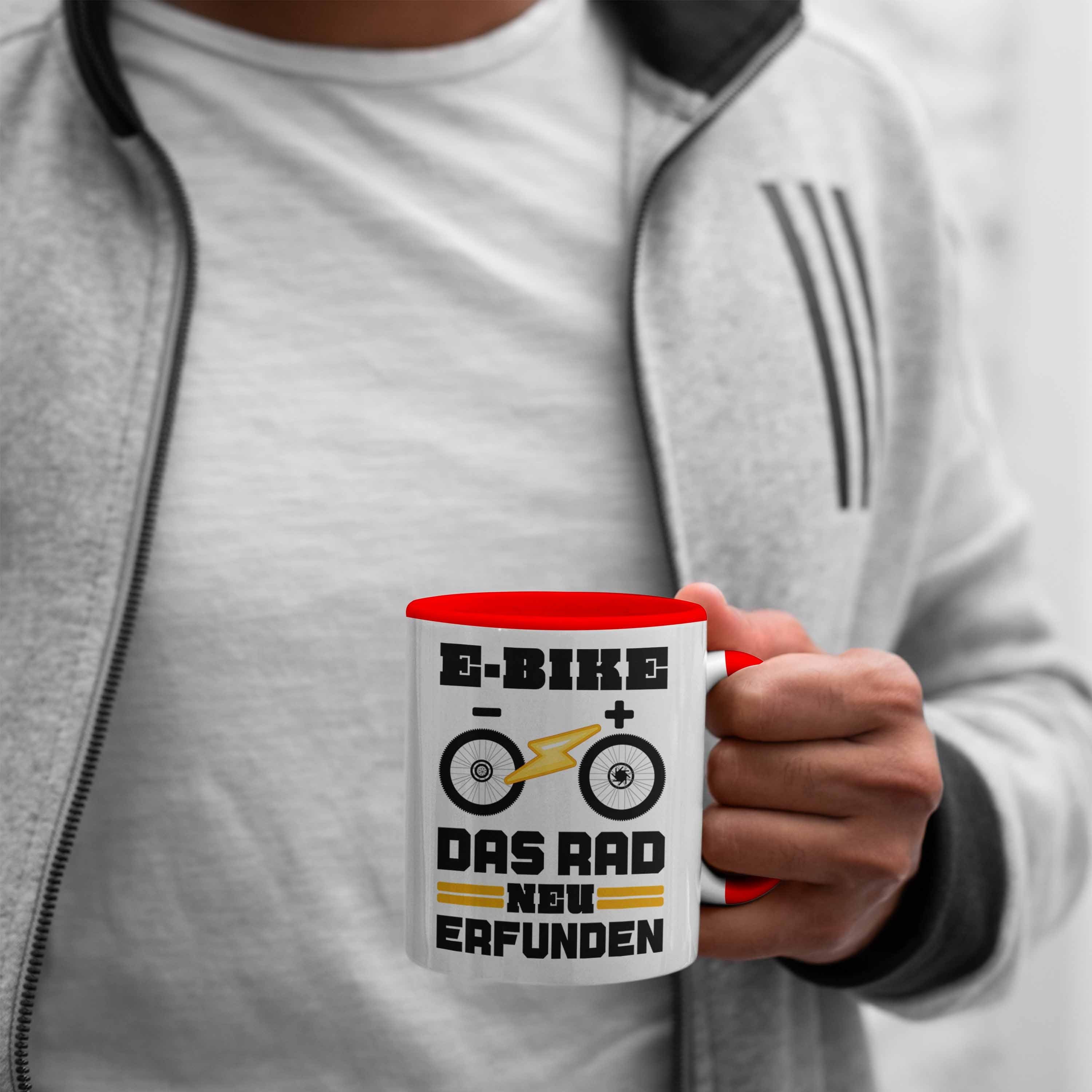 Trendation Tasse Trendation E-Bike Geschenke Rot Elektrofahrrad Geschenk - Spruch Sprüche Rentner Ebike Kaffeetasse mit Lustige Tasse