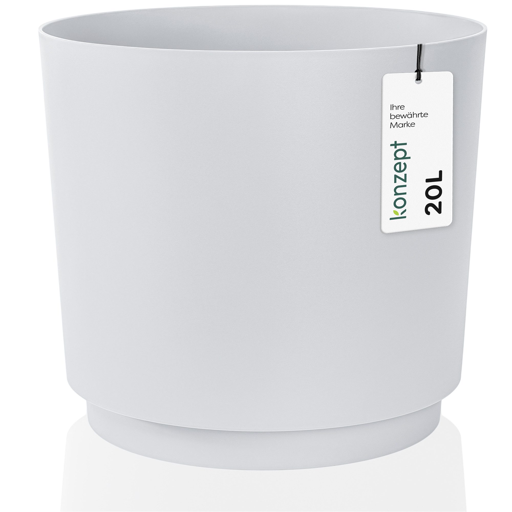 KONZEPT Übertopf Blumentopf 32,5 cm Übertopf aus Kunststoff wetterfest für Innen Außen, Integrierter funktionaler Untersetzer