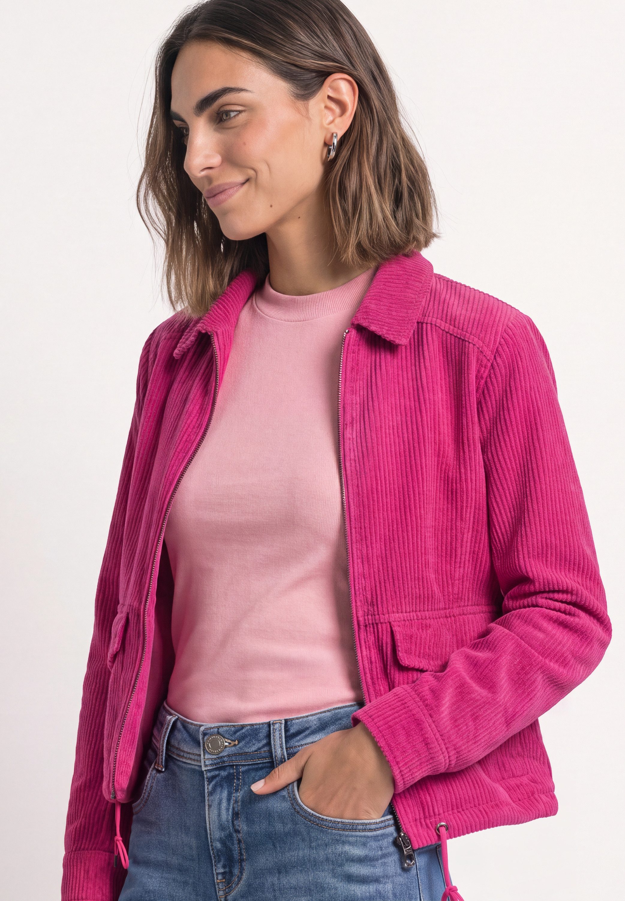 STREET ONE Cordjacke mit Tunnelzugsaum