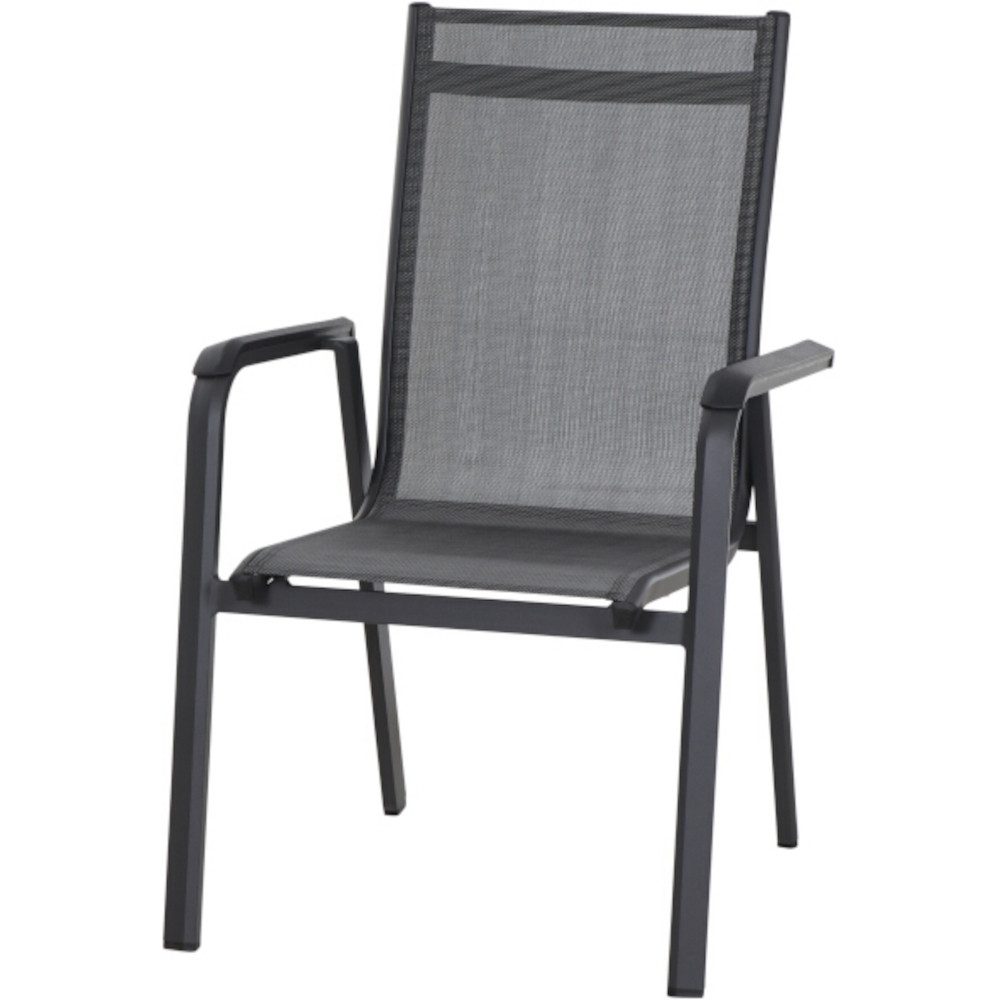GAUTZSCH Gartenstuhl in matt anthrazit, silber-schwarz - 68x98x62,5 (BxHxT)