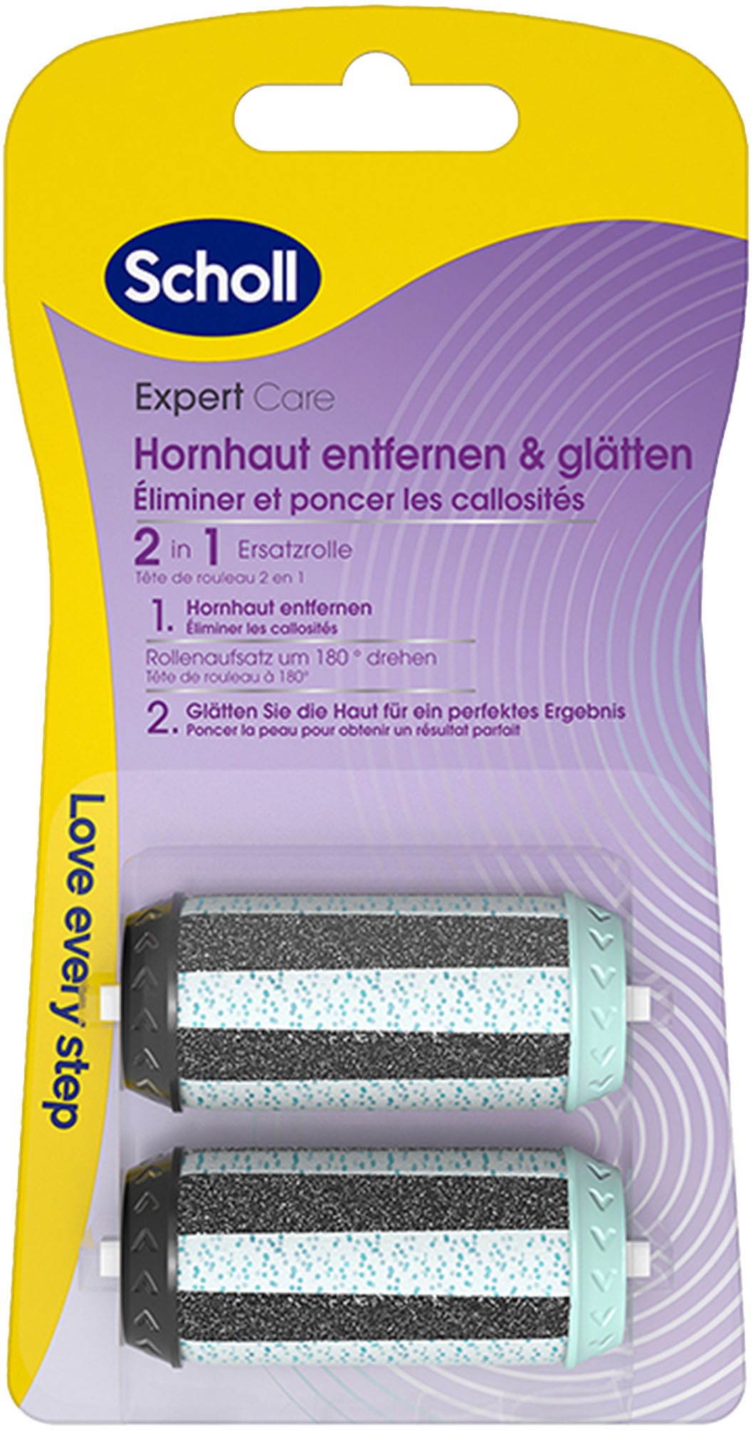 Scholl Hornhautentferner Ersatzrolle EXPERTCARE Ersatzrollen 2 in 1, Ersatzrolle zum Hornhaut entfernen, Nachfüller für die elektrischen Hornhautentferner von Scholl